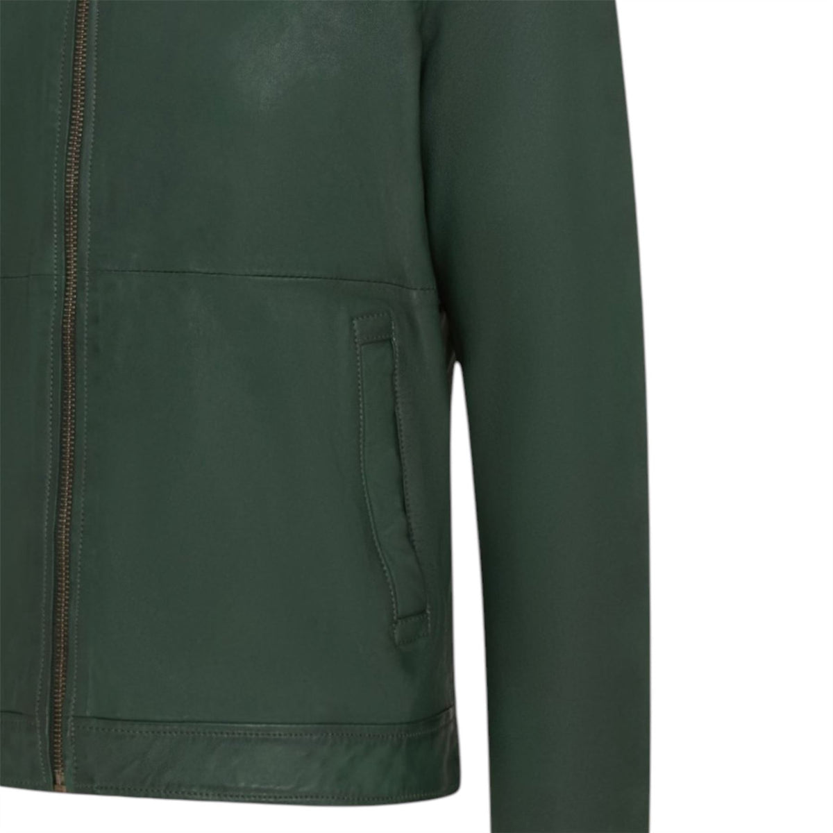 Mens Leather Harrington Collar Biker Jacket - Alpha