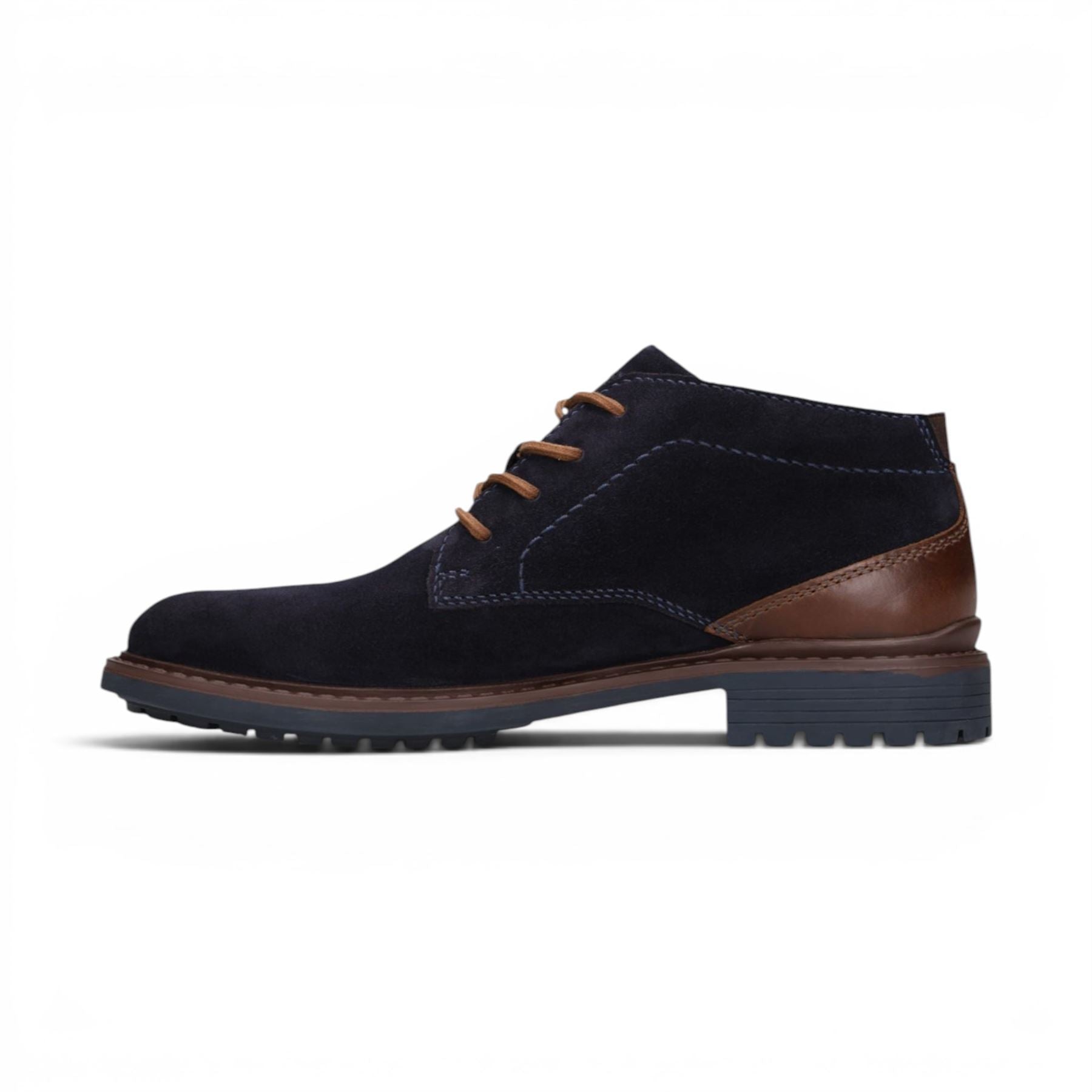 Bugatti Mens Navy Blue Suede Leather Lace-up Desert Ankle Boots - Lota