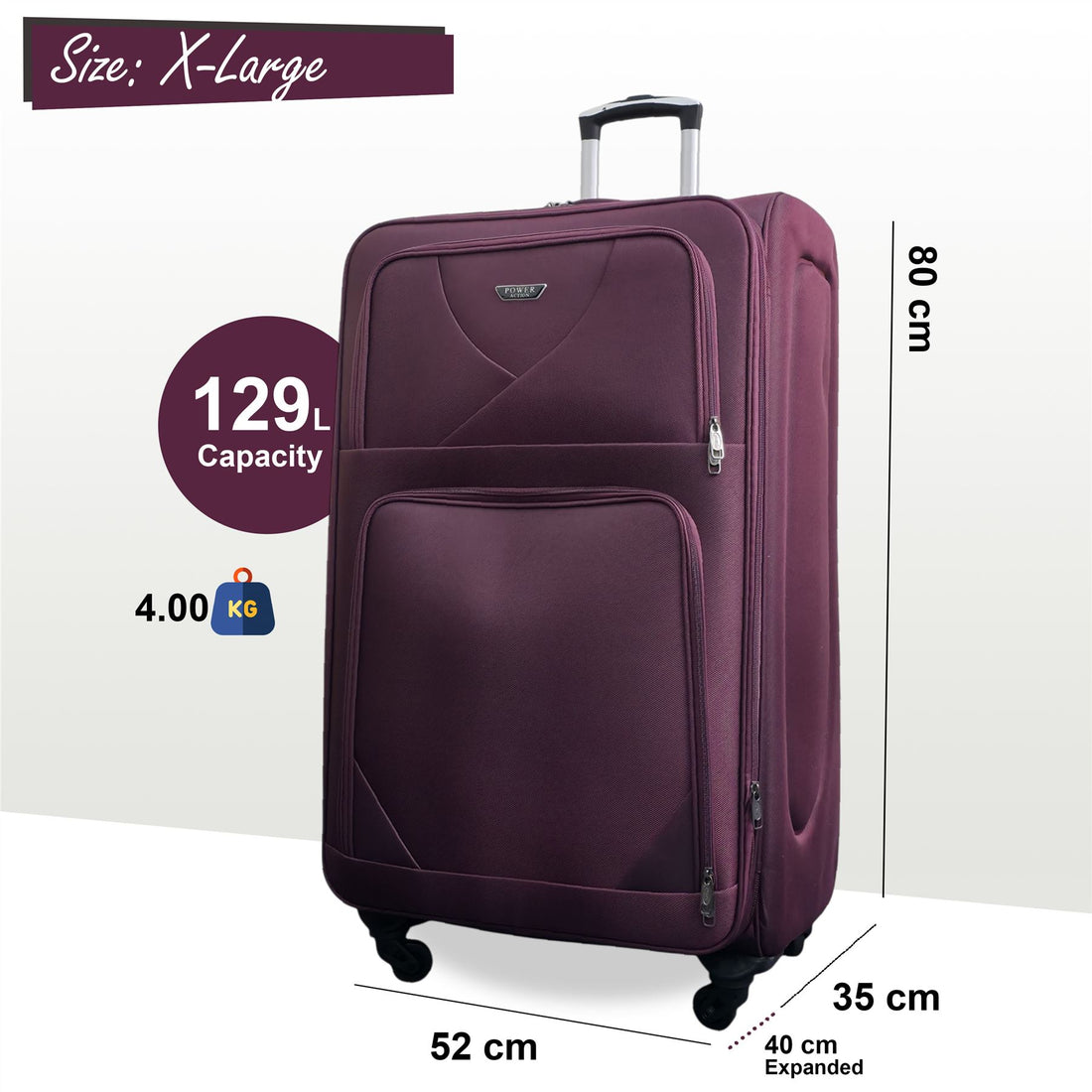 Nagoya X-Large Soft Shell Suitcase in Purple
