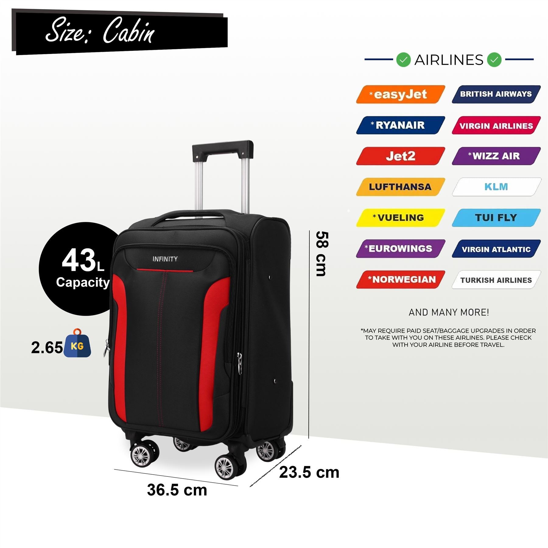 Delta Cabin Hard Shell Suitcase in Black