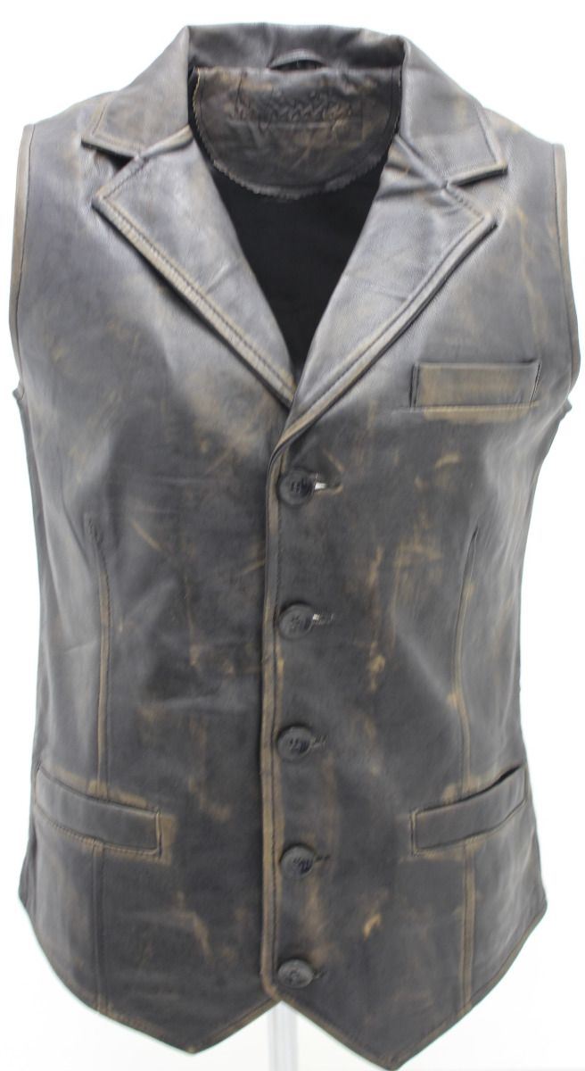 Mens Classic Leather Waistcoat-Gosport