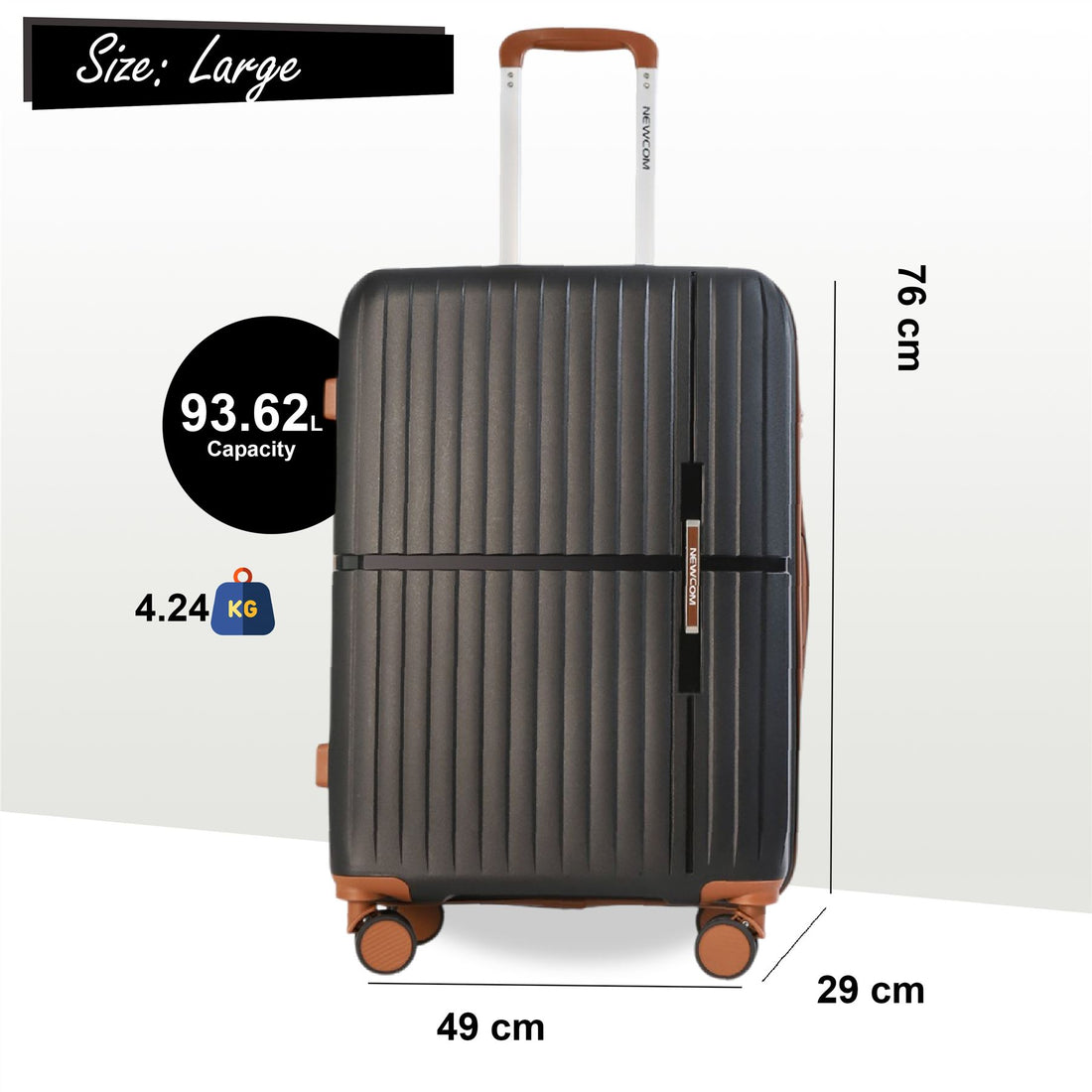 Corowa Large Hard Shell Suitcase in Black