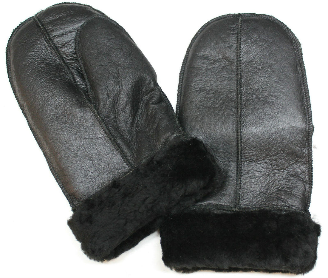Handmade new real Leather sheepskin unisex sheepskin shearling mittens mitts gloves thick warm