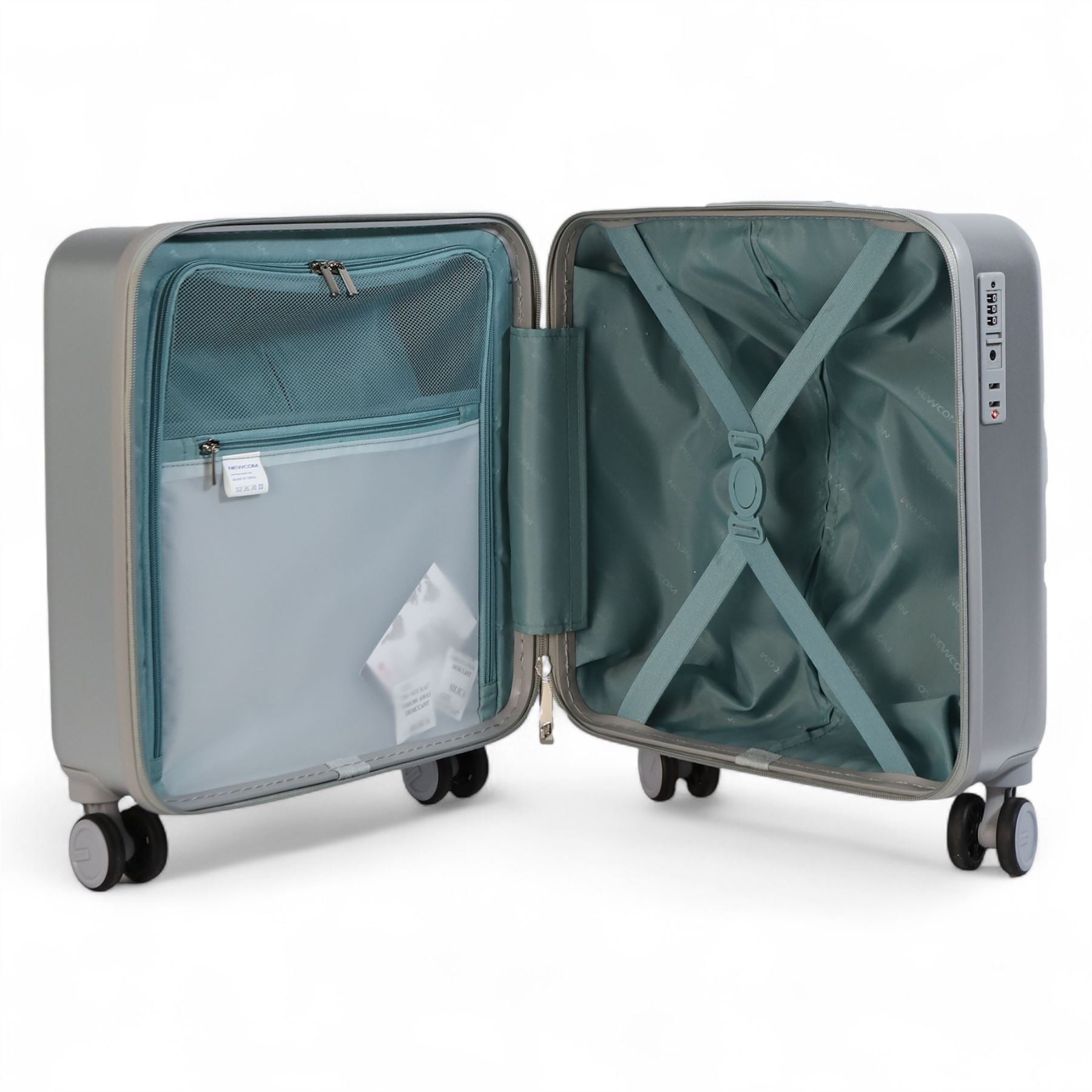 Hard Shell Cabin 44 x 22 x 38 cm Silver TSA Secure Luggage Suitcase Suitable for Easyjet, Ryanair