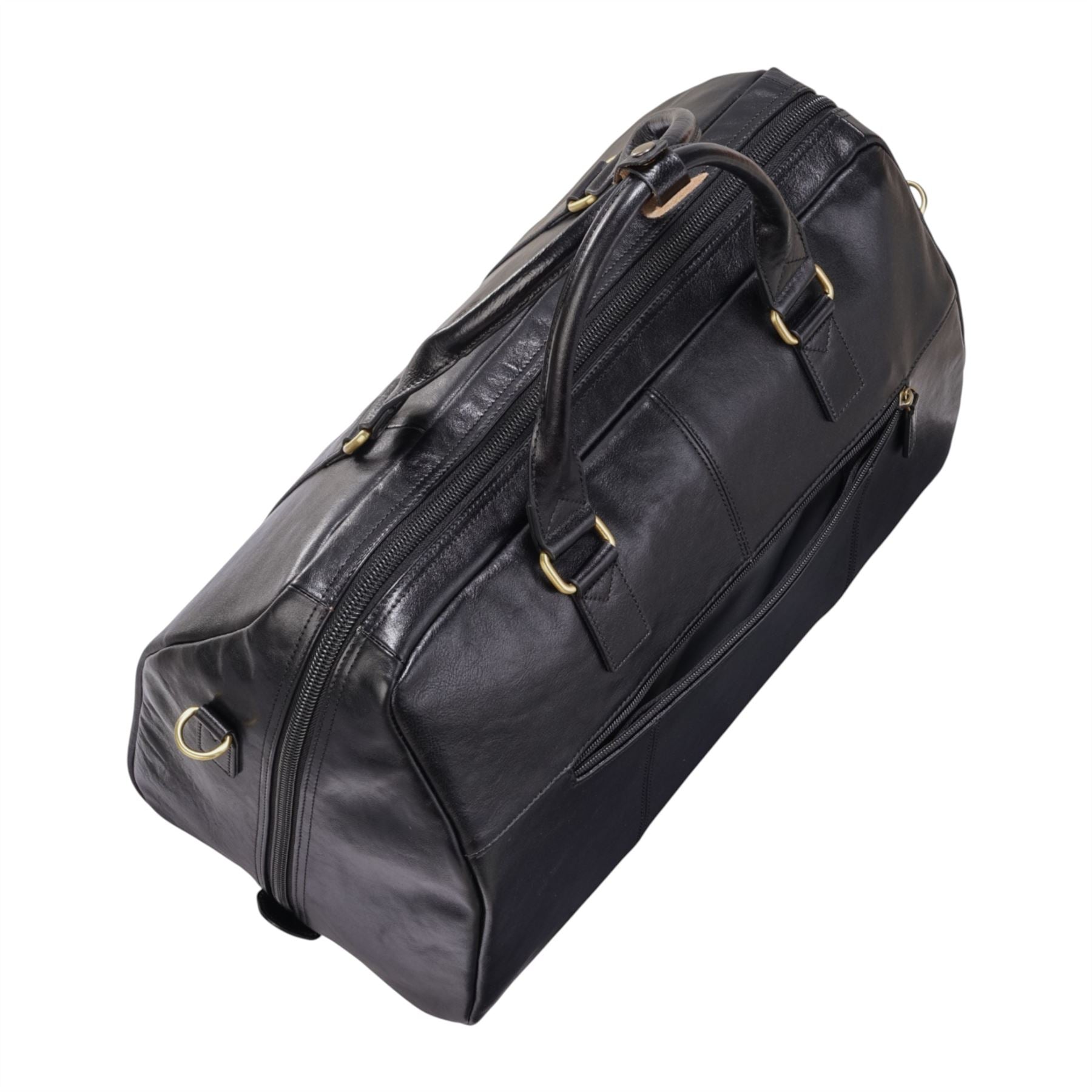Vintage Genuine Leather Black Holdall Duffle Gym Travel Bag - Atlas