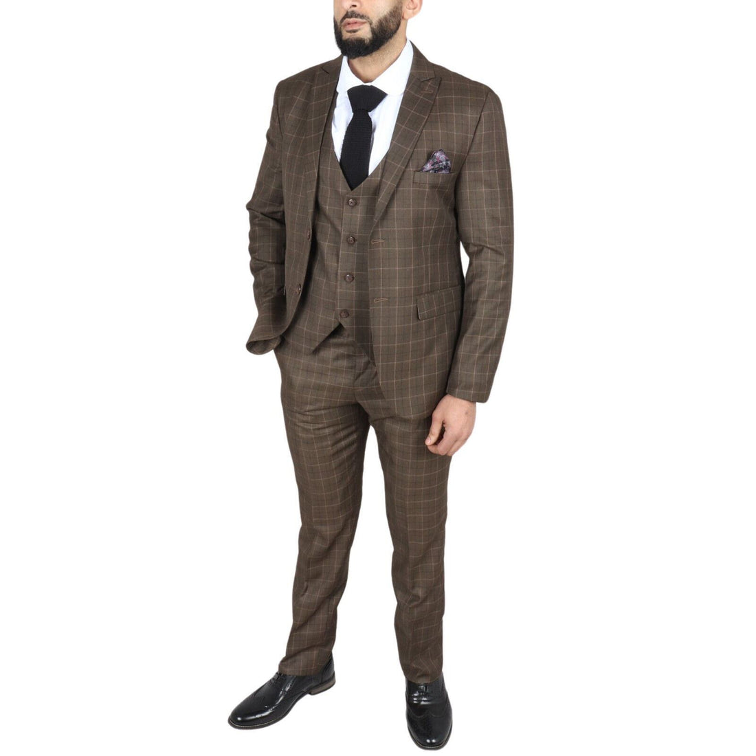Mens IM2 Classic Plain Brown 3 Piece Suit