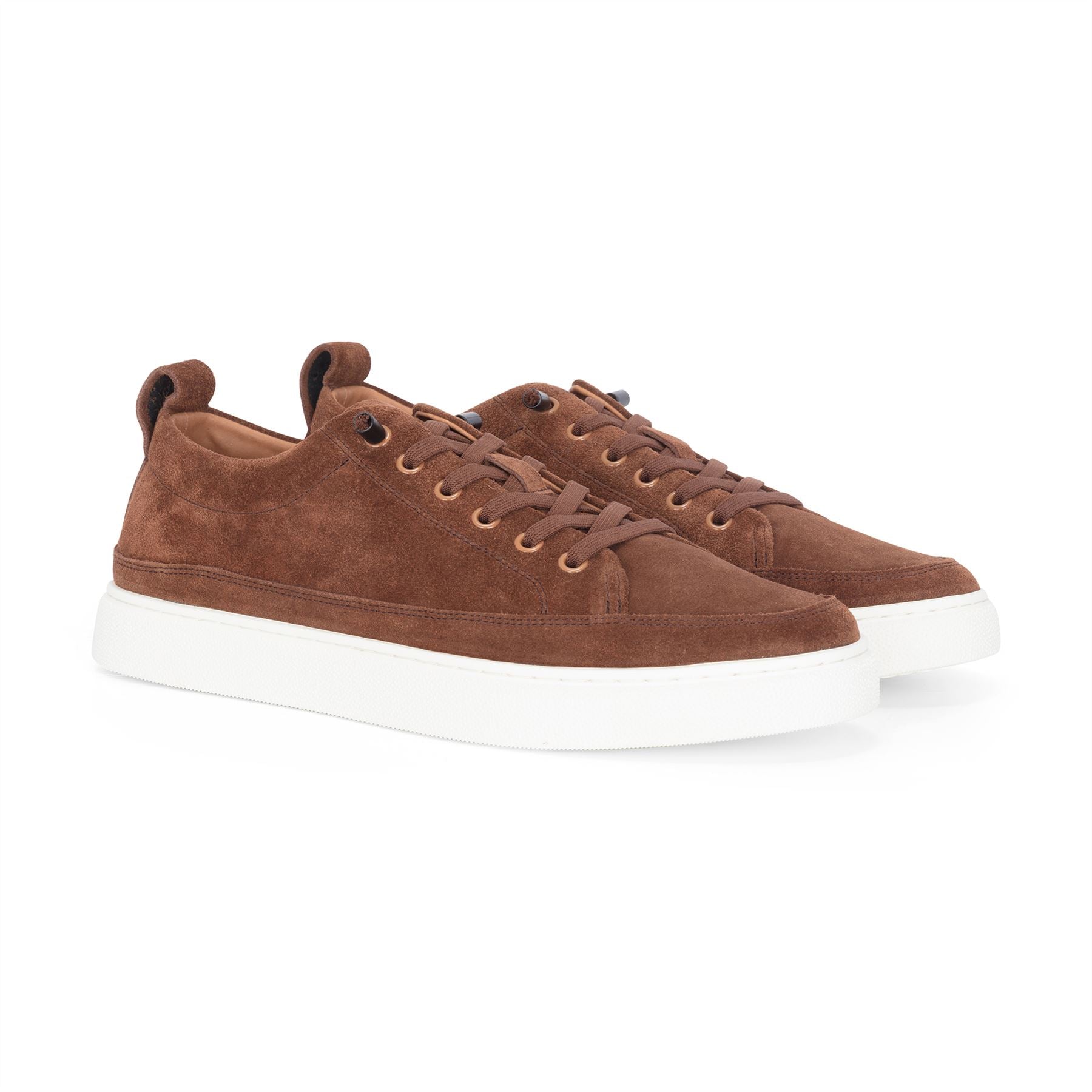 Justin Reess Mens Brown Suede Leather Trainers Sneakers - Josh