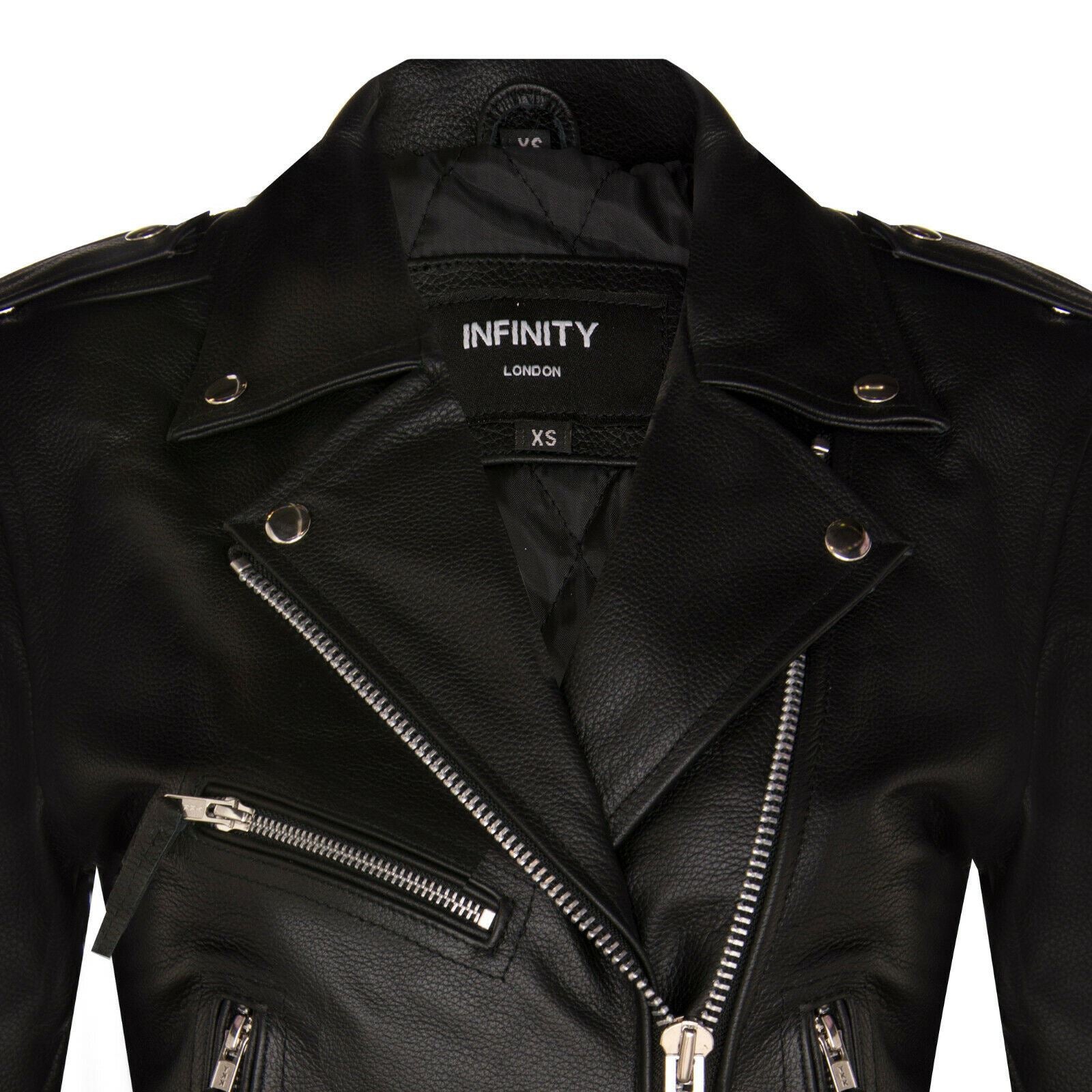 Womens Cowhide Leather Biker Jacket-Mansfield