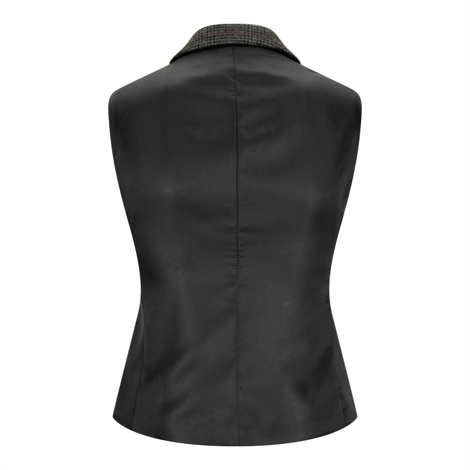 Womens Tweed 1920s Herringbone Charcoal Waistcoat