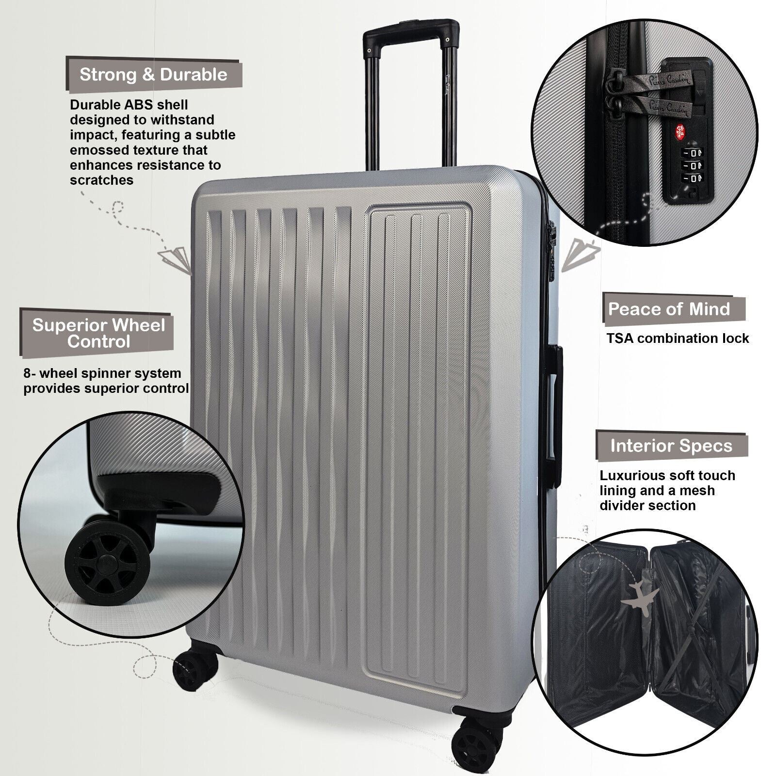 Cullman Large Hard Shell Suitcase in Silver