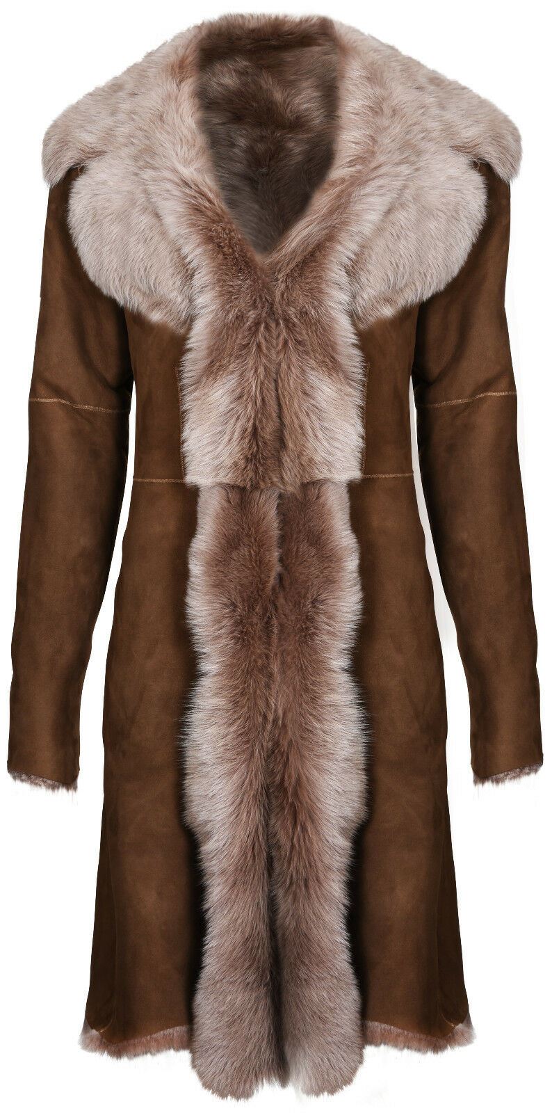 Womens Suede Toscana Sheepskin Trench Coat-Rochester