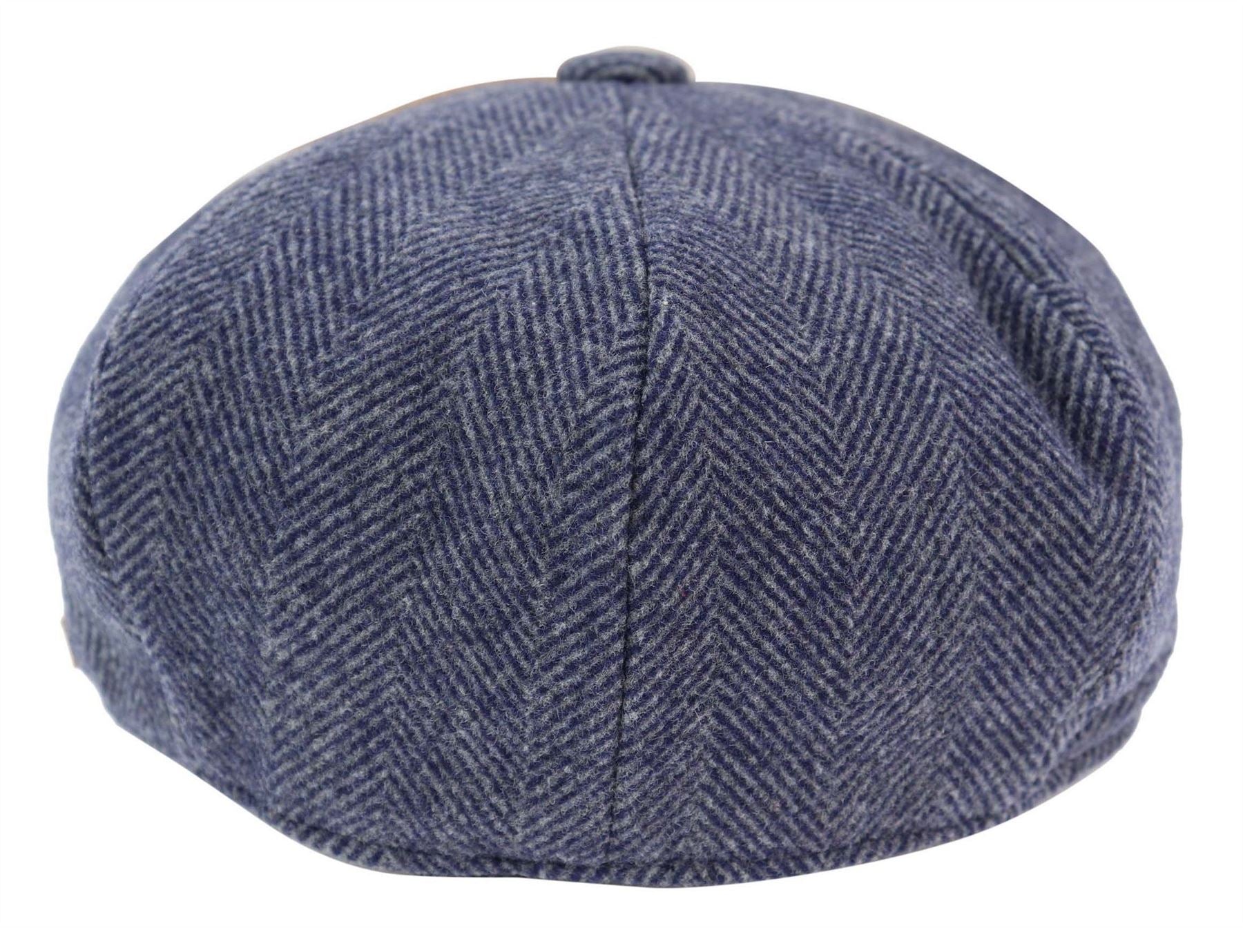 Mens Peaky Blinders Tweed Gatsby Flat Baker Hat With Razor Blade