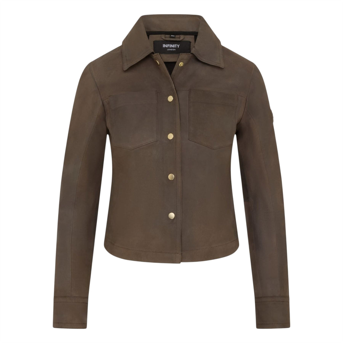 Womens Leather Shacket Collar Jacket - Lofar