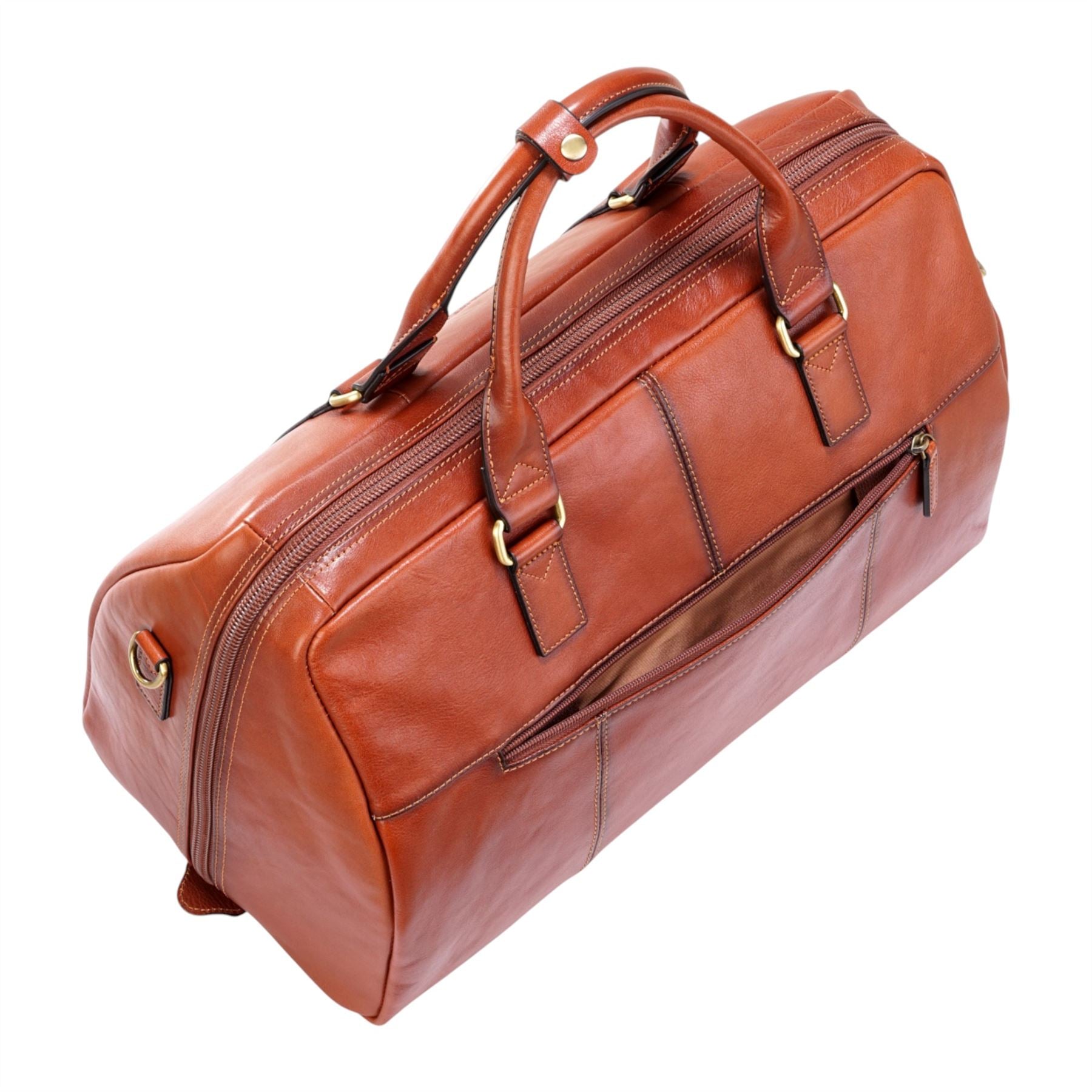 Vintage Genuine Leather Tan Holdall Duffle Gym Travel Bag - Atlas