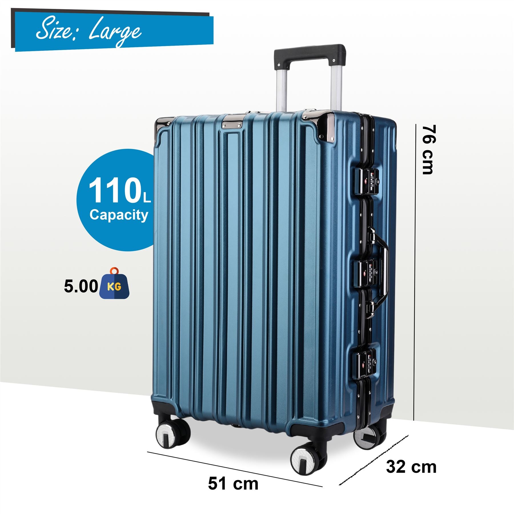 Airdrie Large Hard Shell Suitcase in Blue