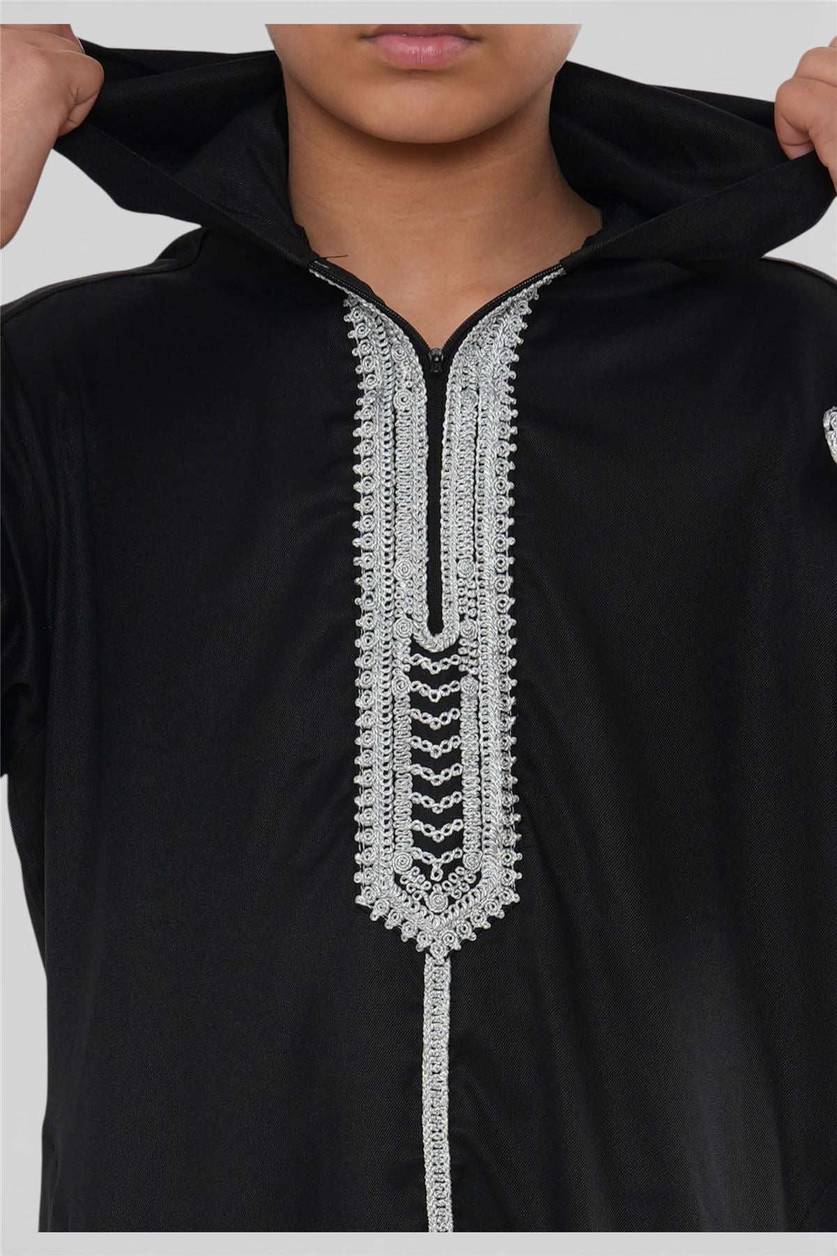 Kids Boys Eid Hooded Moroccan Thobe Robe Djellaba Ramadan Jubba- K-HM3
