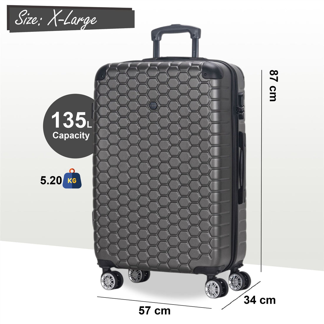 Noda X-Large Hard Shell Suitcase in Charcoal