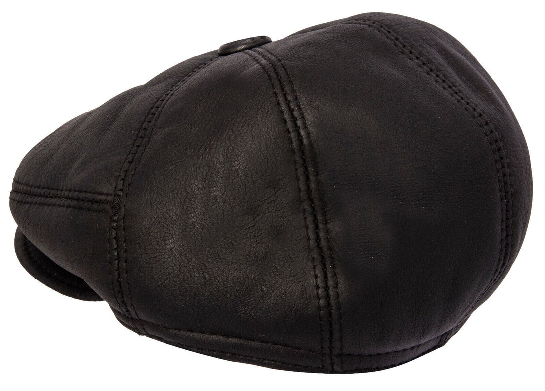 Mens Leather Black Flat Cap Hat Peaky Blinders Winter Beret Newsboy Gatsby Golf