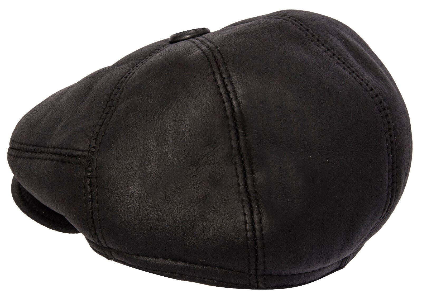 Mens Leather Black Flat Cap Hat Peaky Blinders Winter Beret Newsboy Gatsby Golf