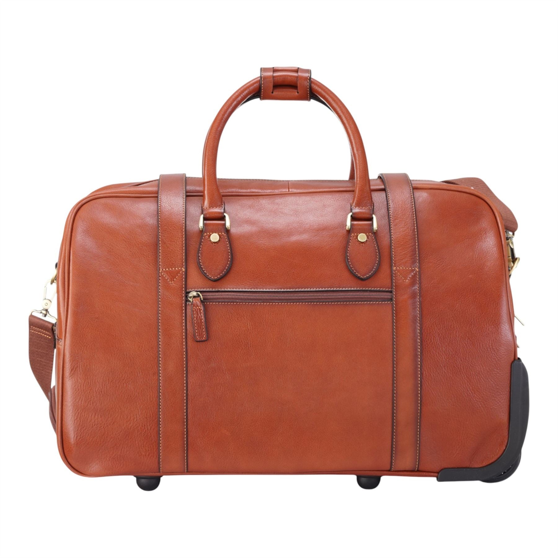 Genuine Leather Tan Wheeled Holdall Duffle Travel Cabin Bag - Holt