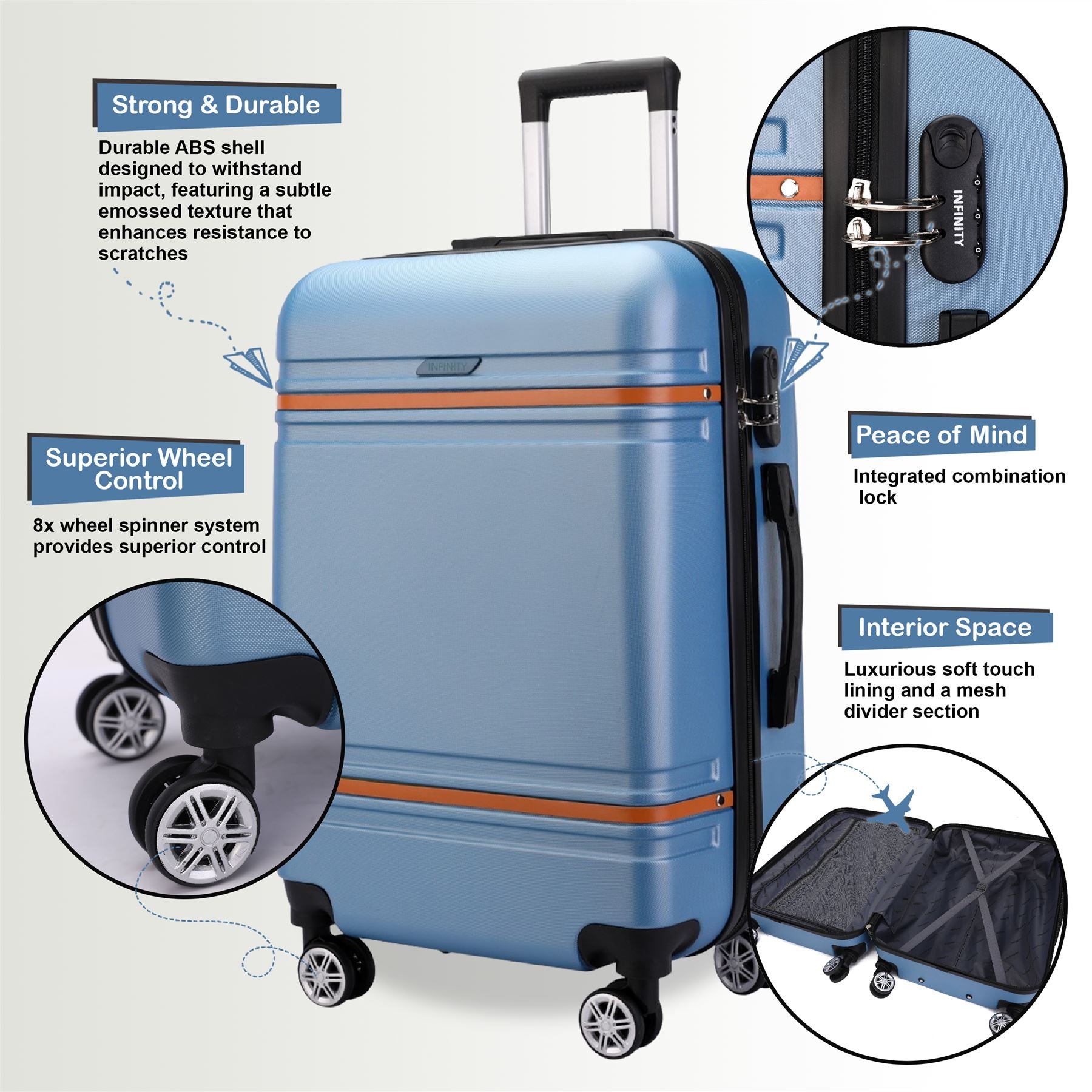 Calgary Medium Hard Shell Suitcase in Blue