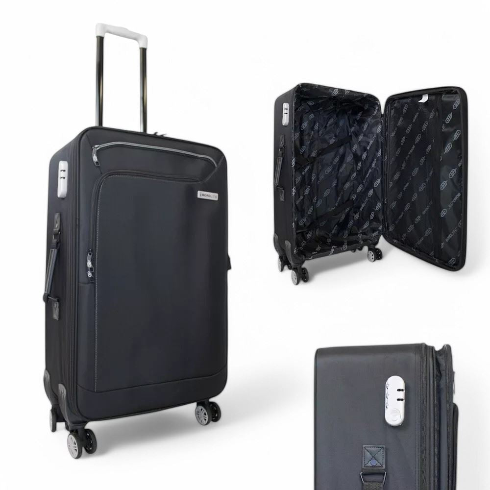 Handa Set of 3 Soft Shell Suitcase in Black