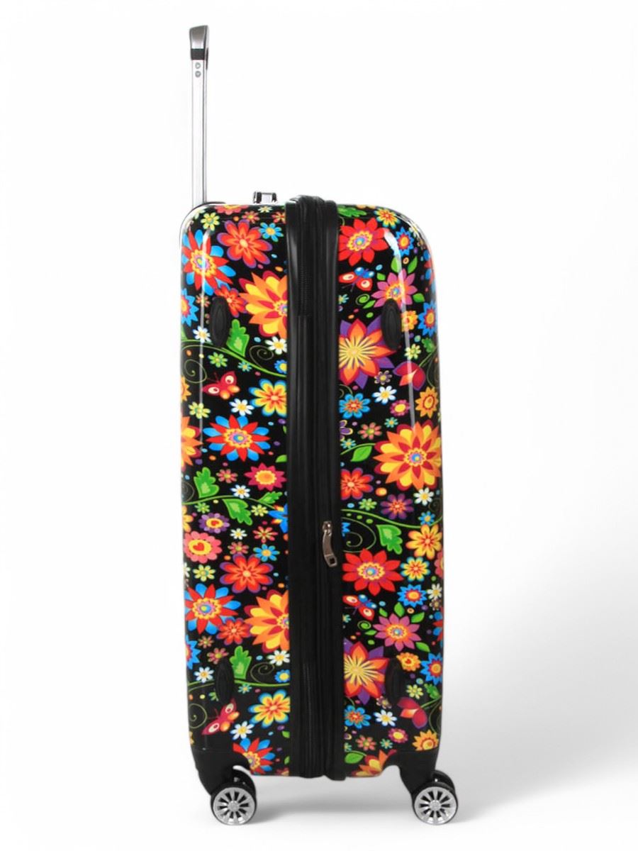 Ballina Large Hard Shell Suitcase in Black Flower