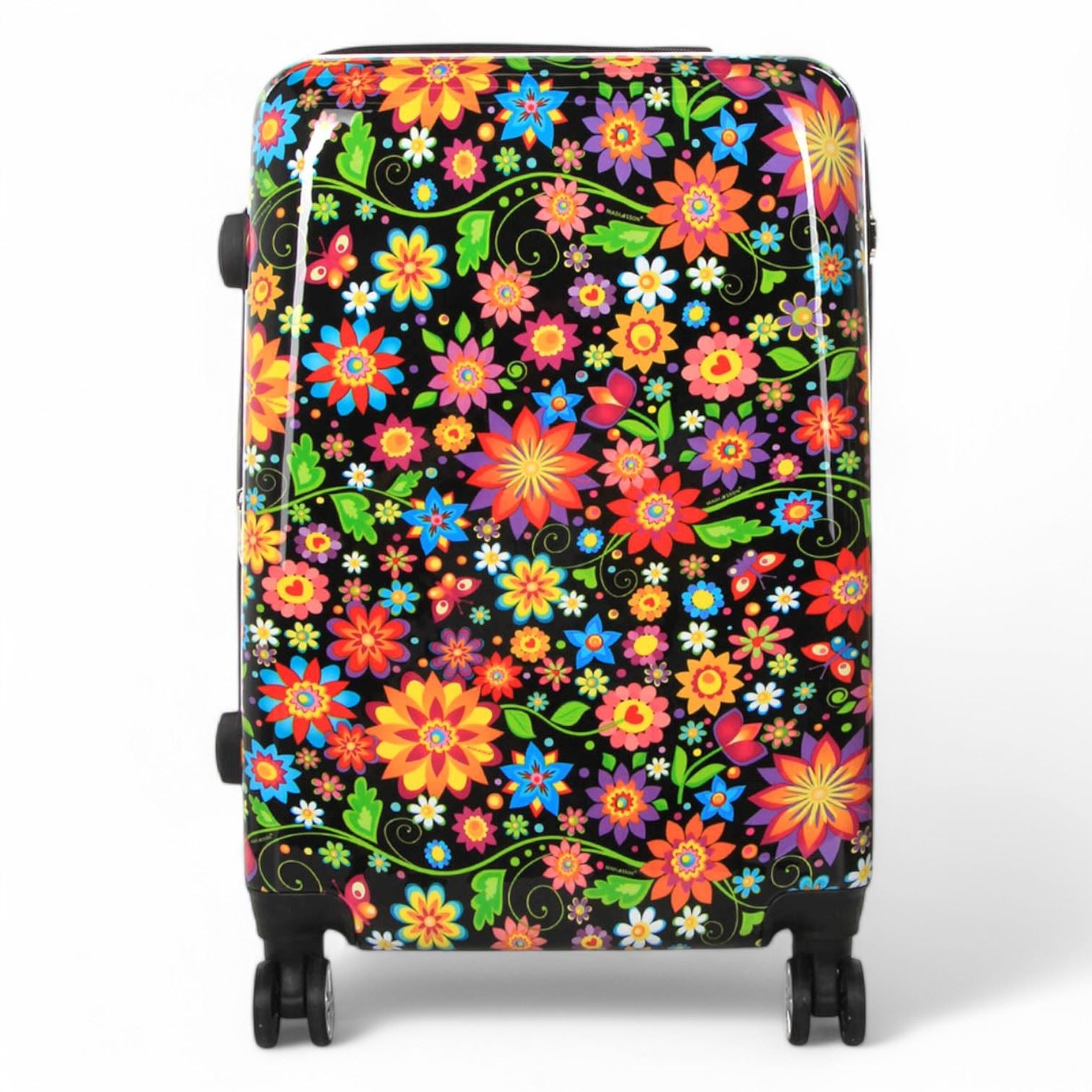 Ballina Medium Hard Shell Suitcase in Black Flower