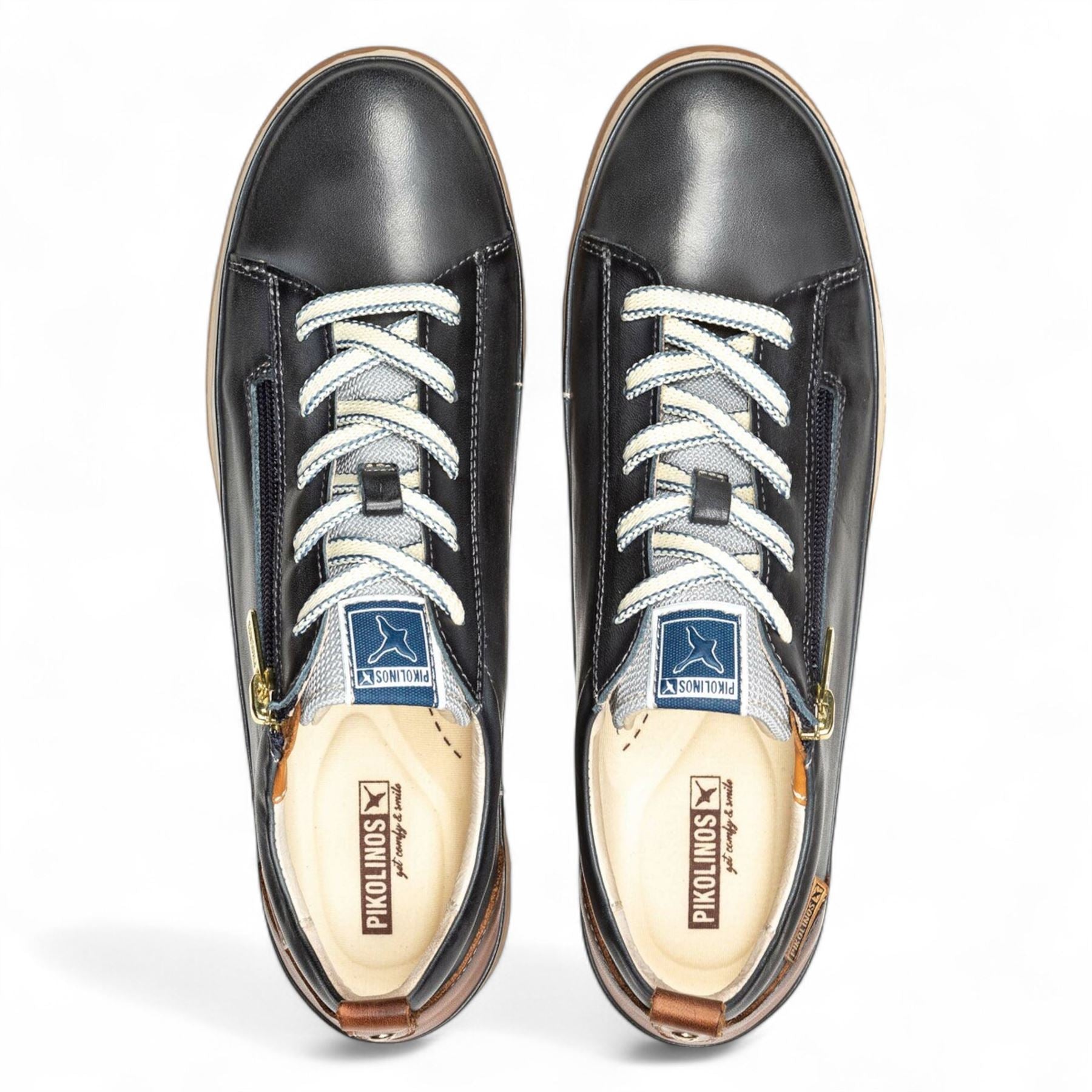 Pikolinos Women’s Ocean Blue Leather Laces & Zipper Trainers - Vigo