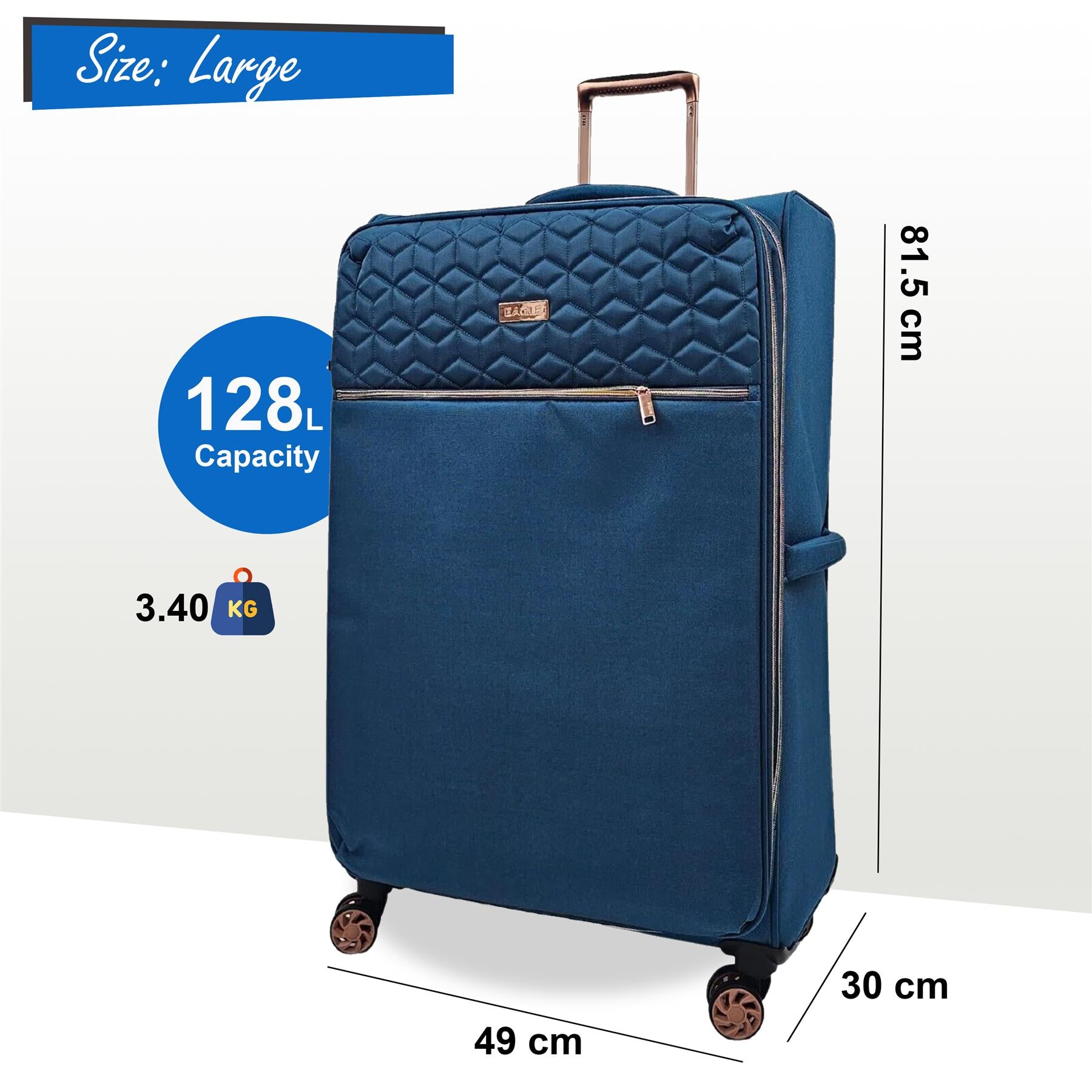 Birmingham Large Soft Shell Suitcase in Teal