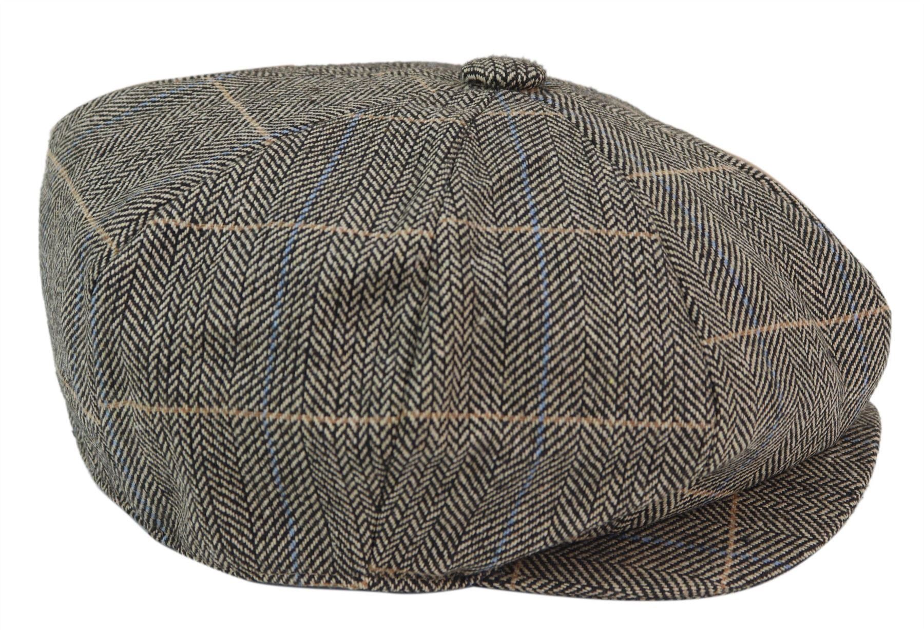 Mens Peaky Blinders Herringbone Newsboy Gatsby Flat Baker Hat