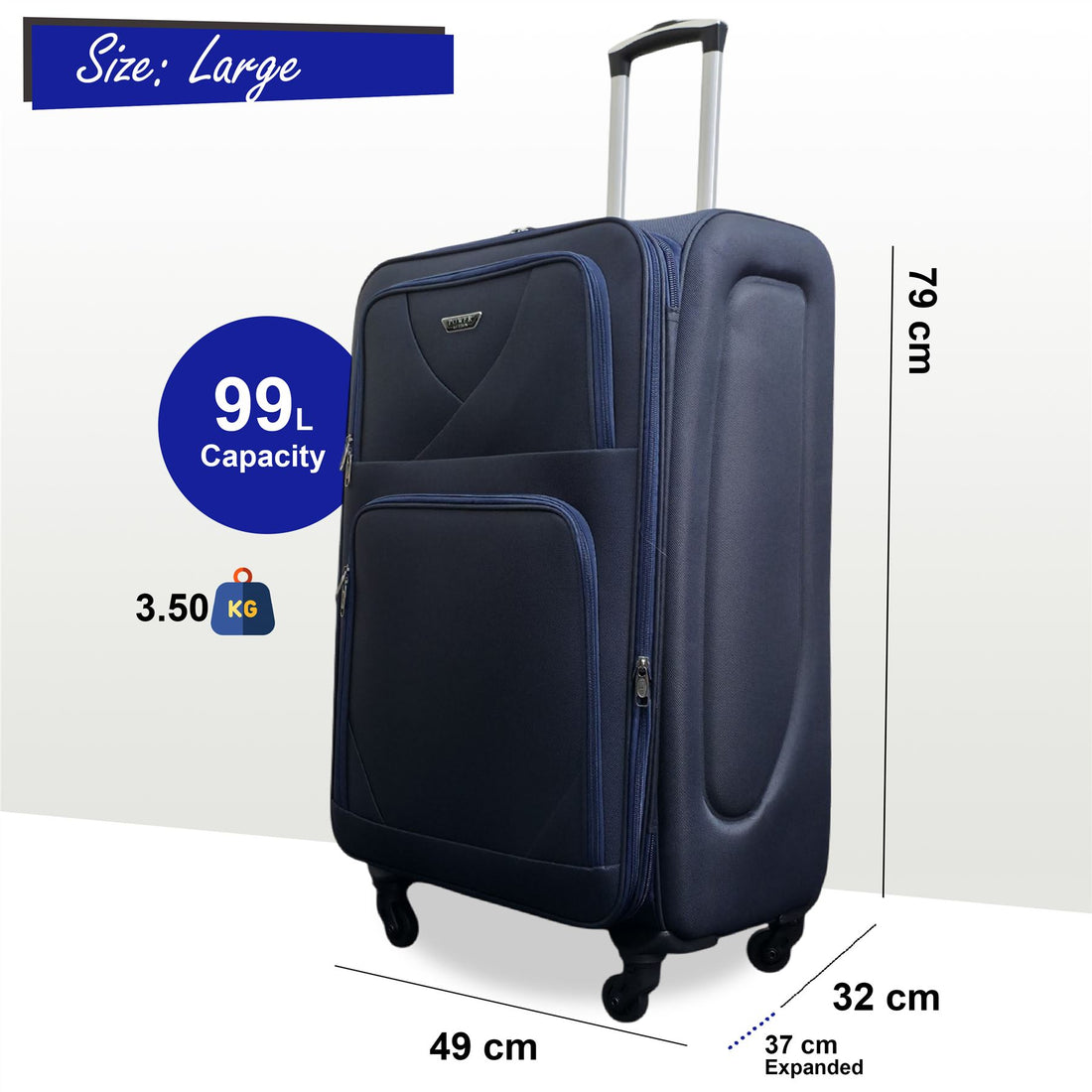 Nagoya Large Soft Shell Suitcase in Navy