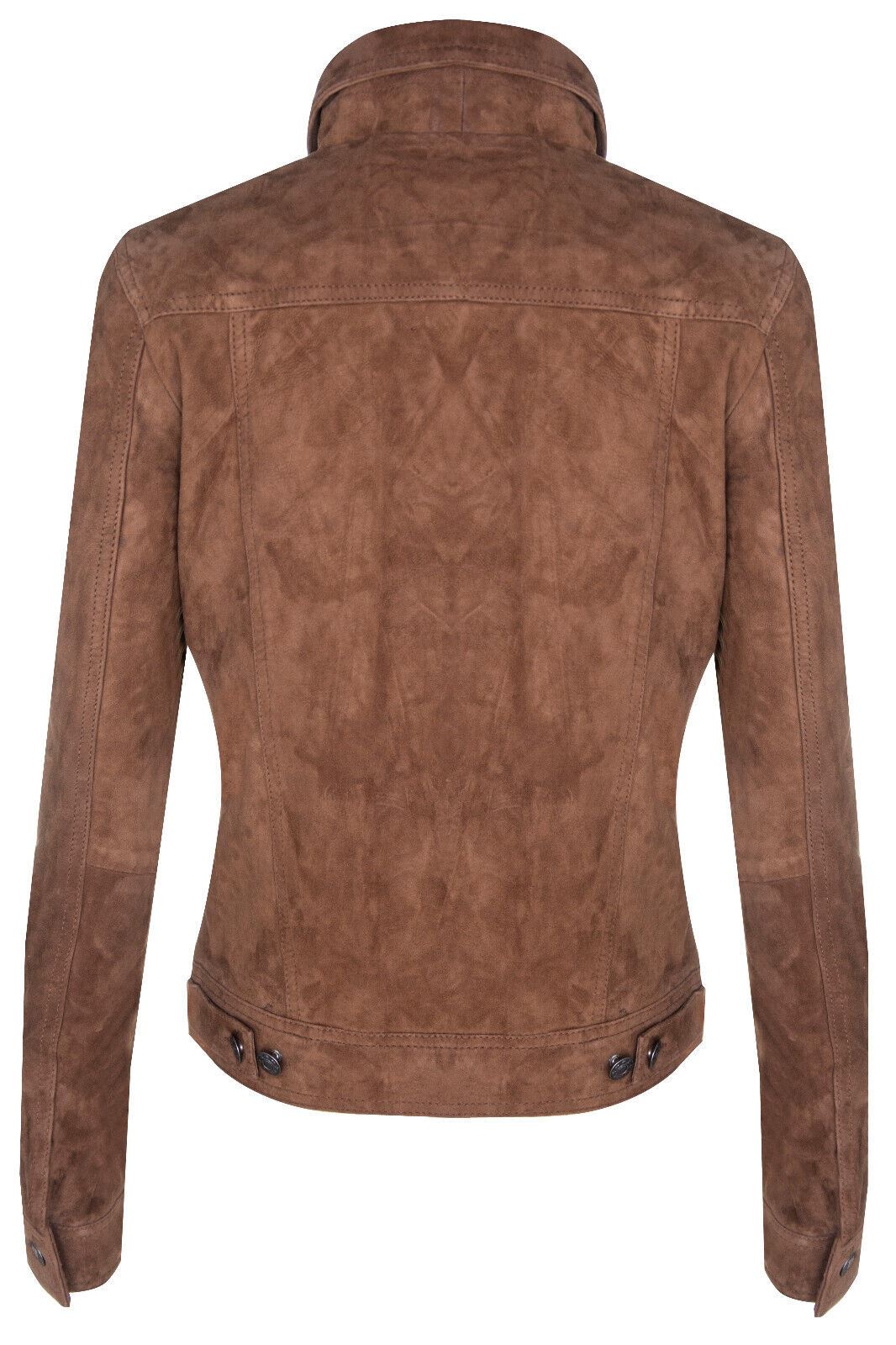 Womens Classic Suede Trucker Jeans Jacket-Neston