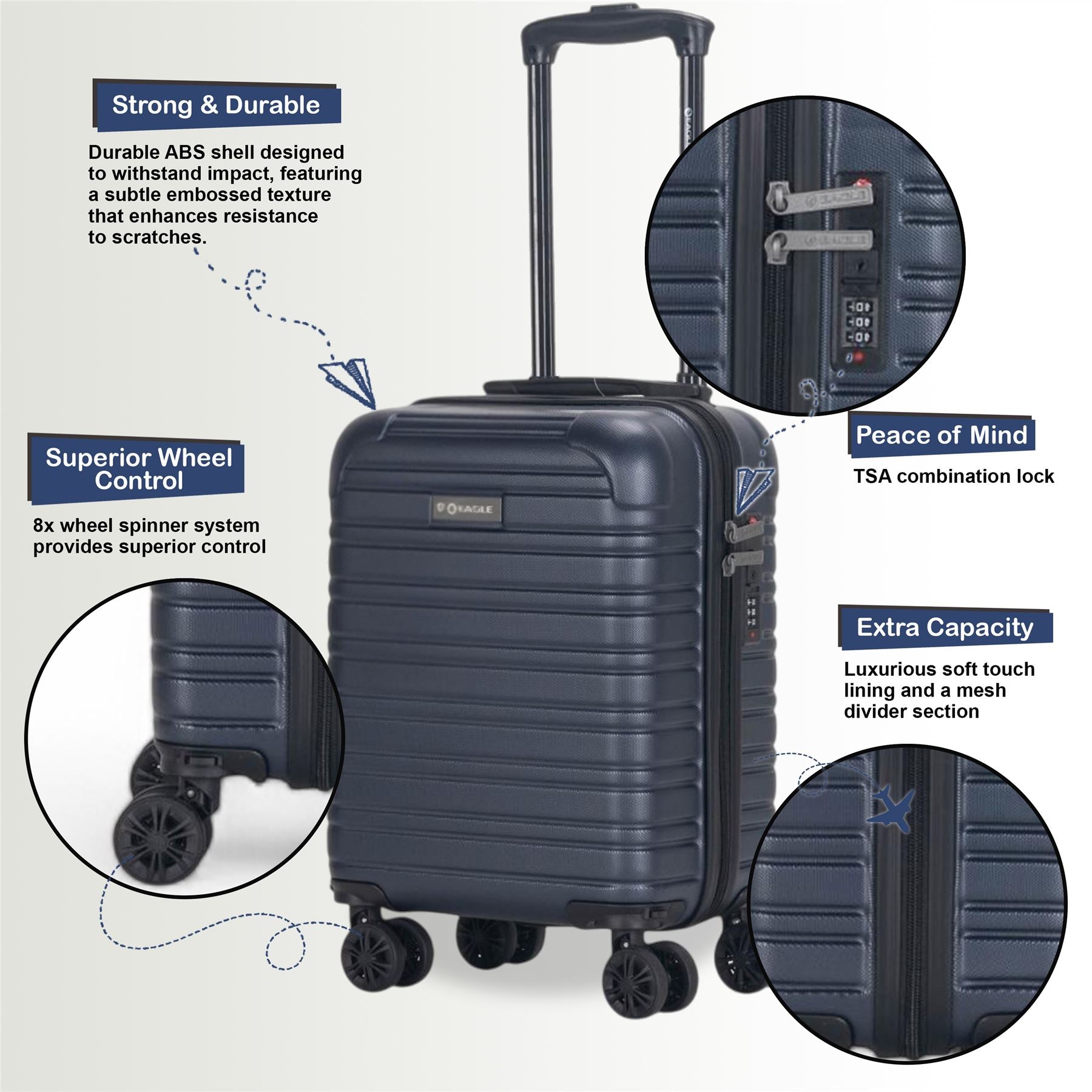 Koga Underseat Hard Shell Suitcase in Navy