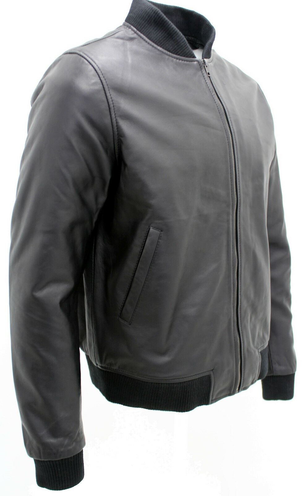 Mens Varsity Leather Bomber Jacket-Camelford - Upperclass Fashions 
