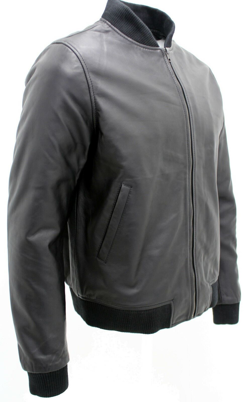 Mens Varsity Leather Bomber Jacket-Camelford - Upperclass Fashions