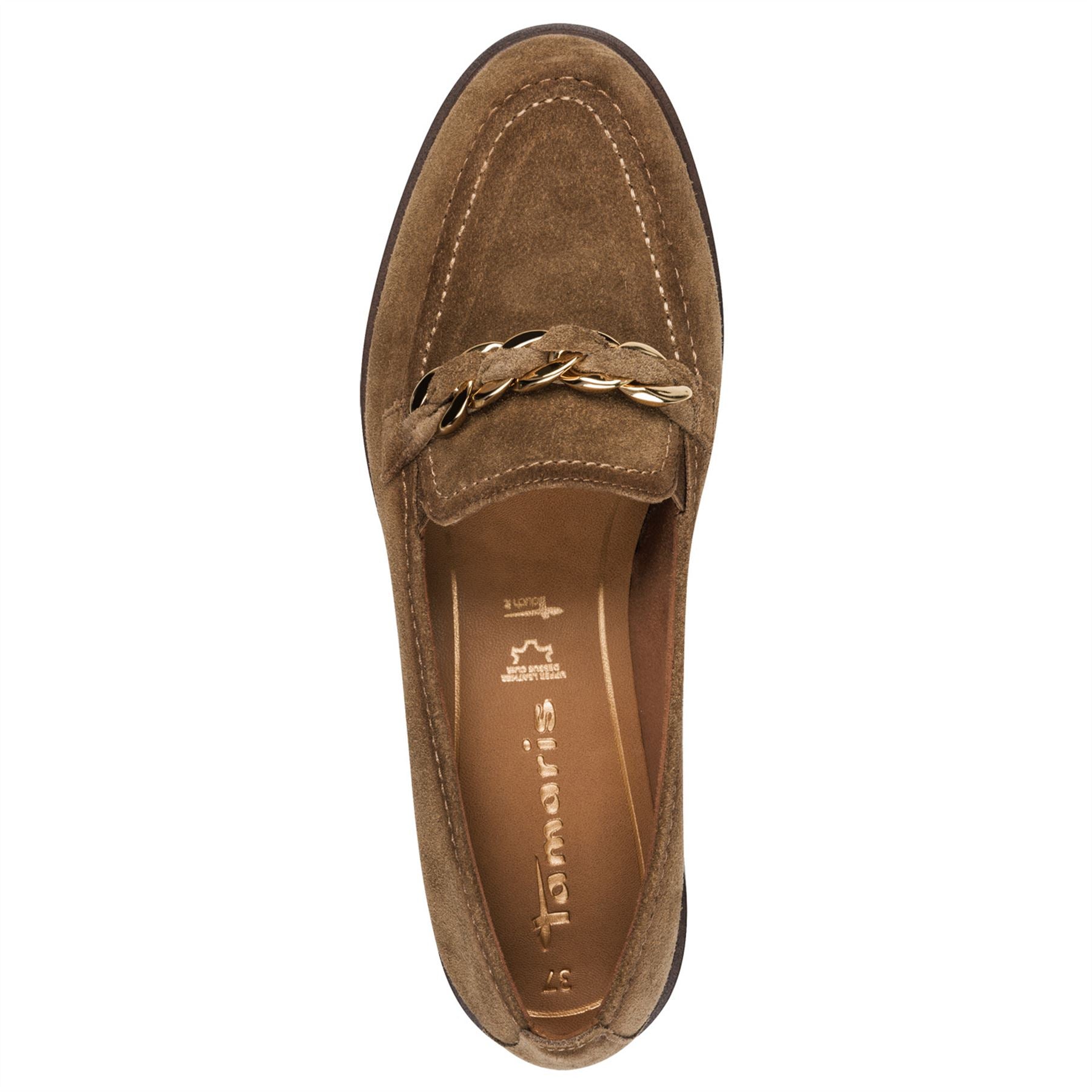 Tamaris Womens Camel Brown Suede Leather Loafers Shoes