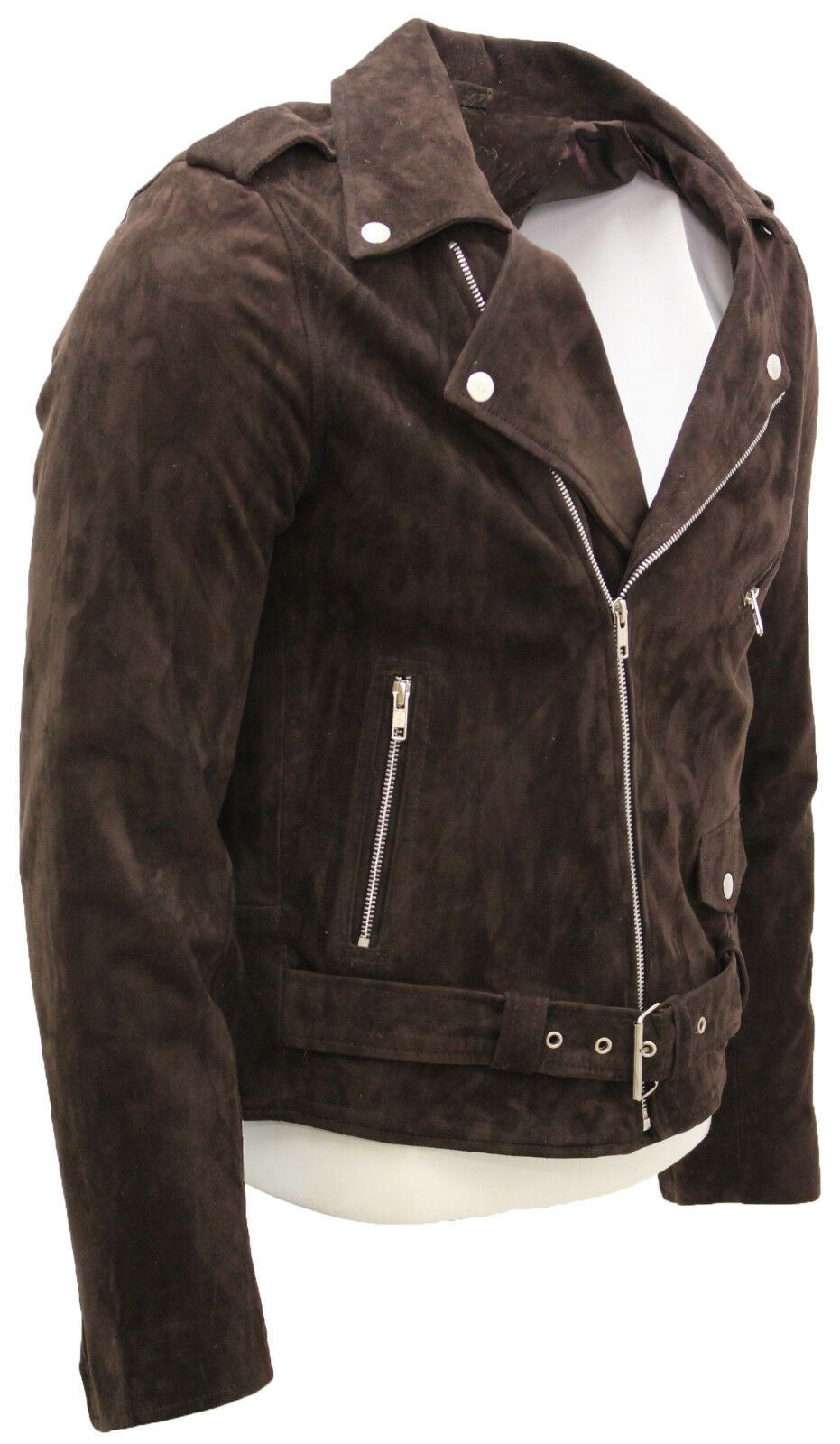 Mens Suede Leather Brando Biker Jacket-Stratford