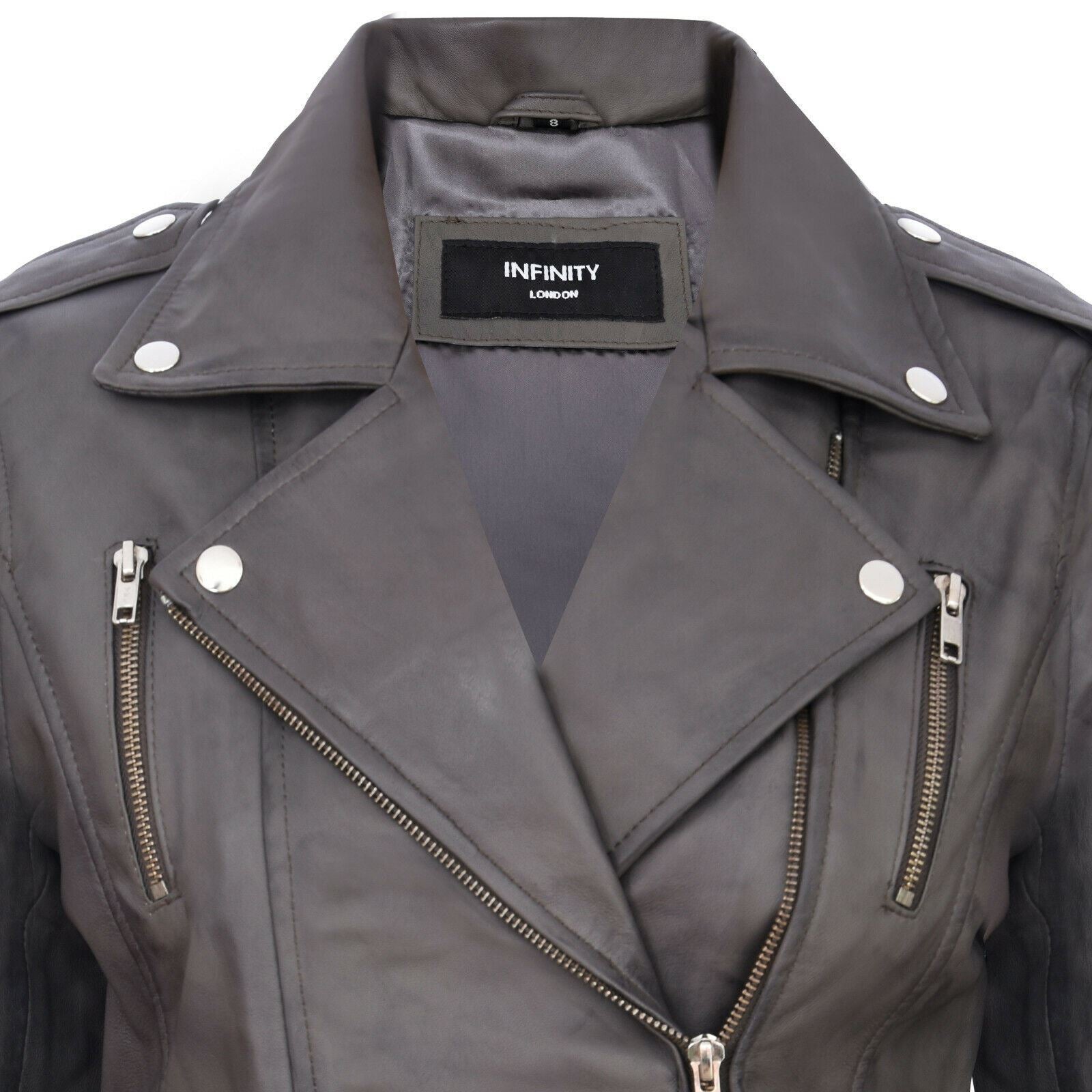 Womens Leather Brando Biker Jacket-Loddon