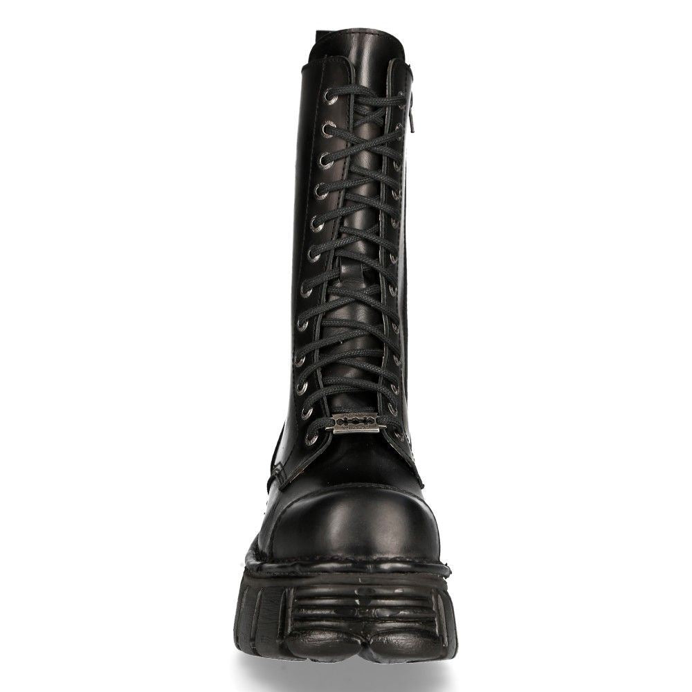 New Rock Unisex Metallic Black Techno Biker Boots- M-MILI211C-C1