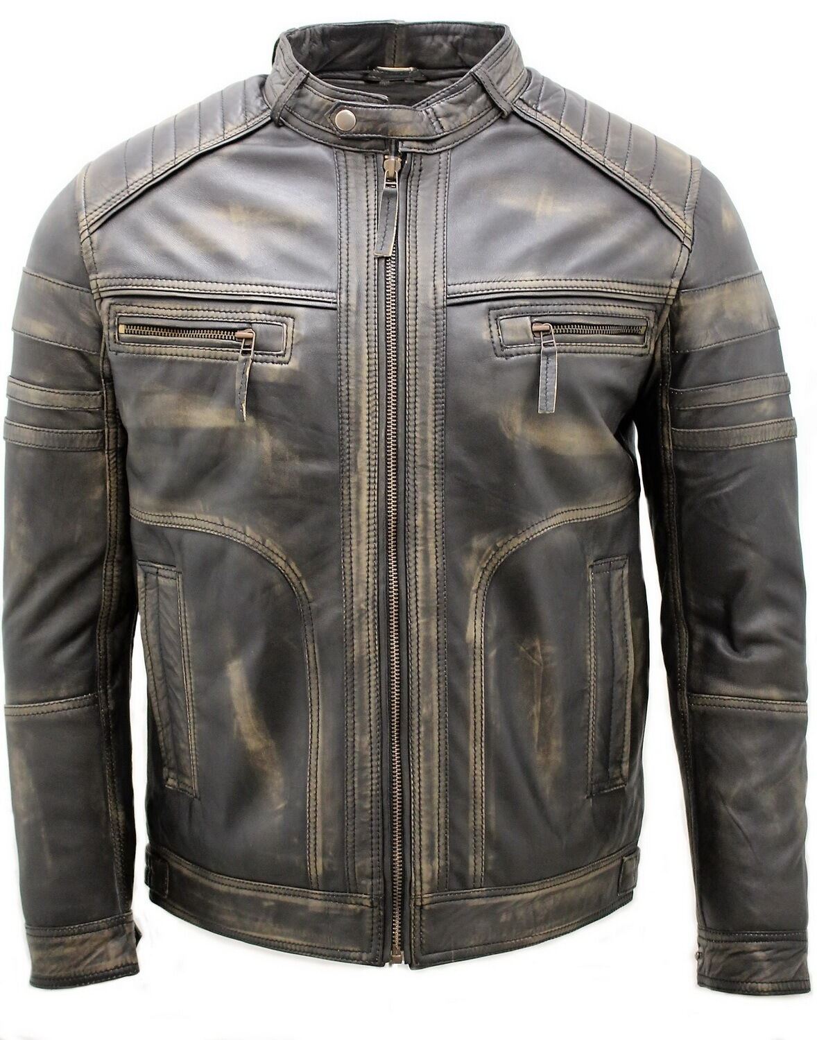 Mens Sohisticated Leather Biker Jacket-Southwold