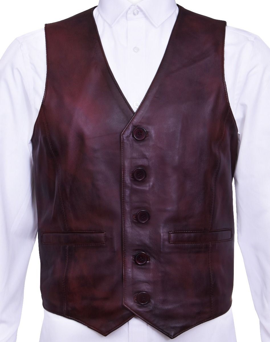Mens Classic Leather Waistcoat-Grantham