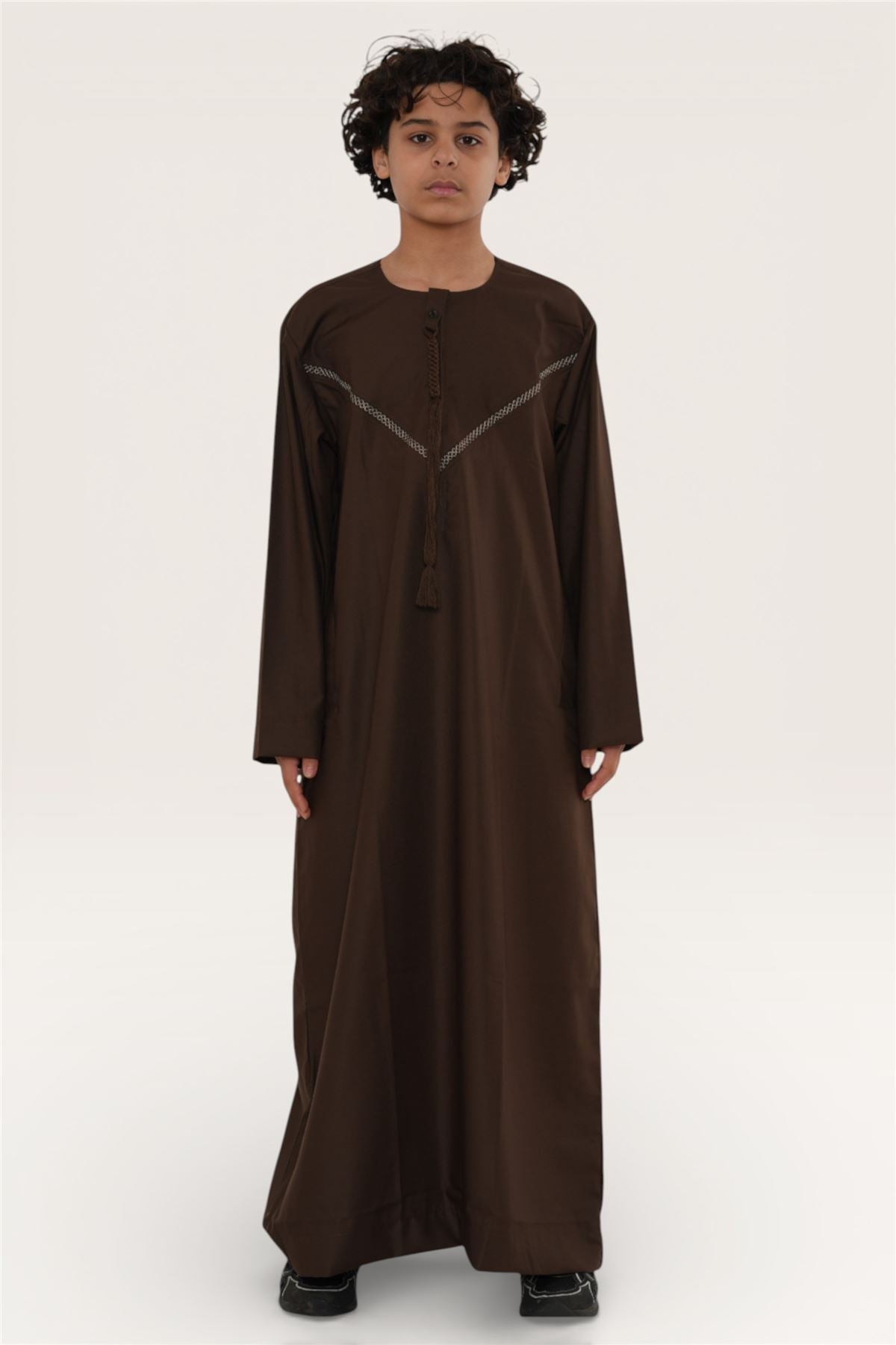 Kids Boys Moroccan Embroidered Djellaba Islamic Jubba Robe Tassel Ramadan Thobe