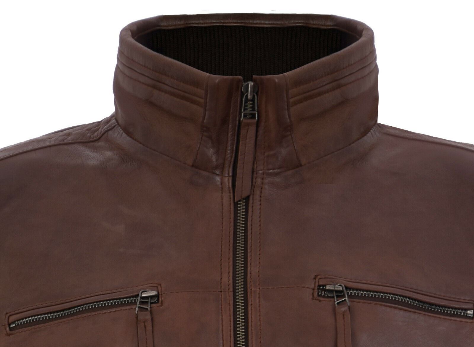Mens Classic Leather Biker Jacket-Stevenage