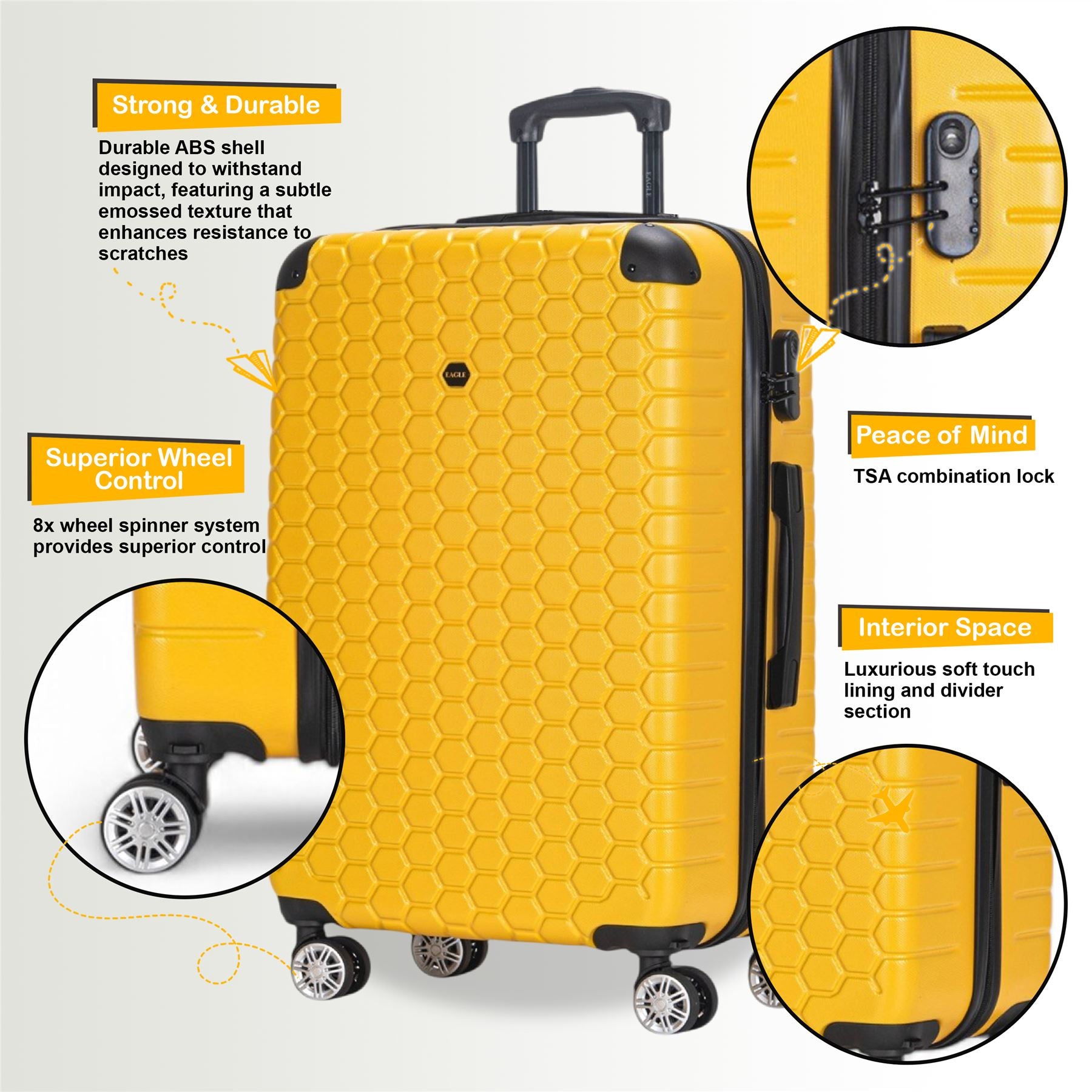 Noda Medium Hard Shell Suitcase in Yellow