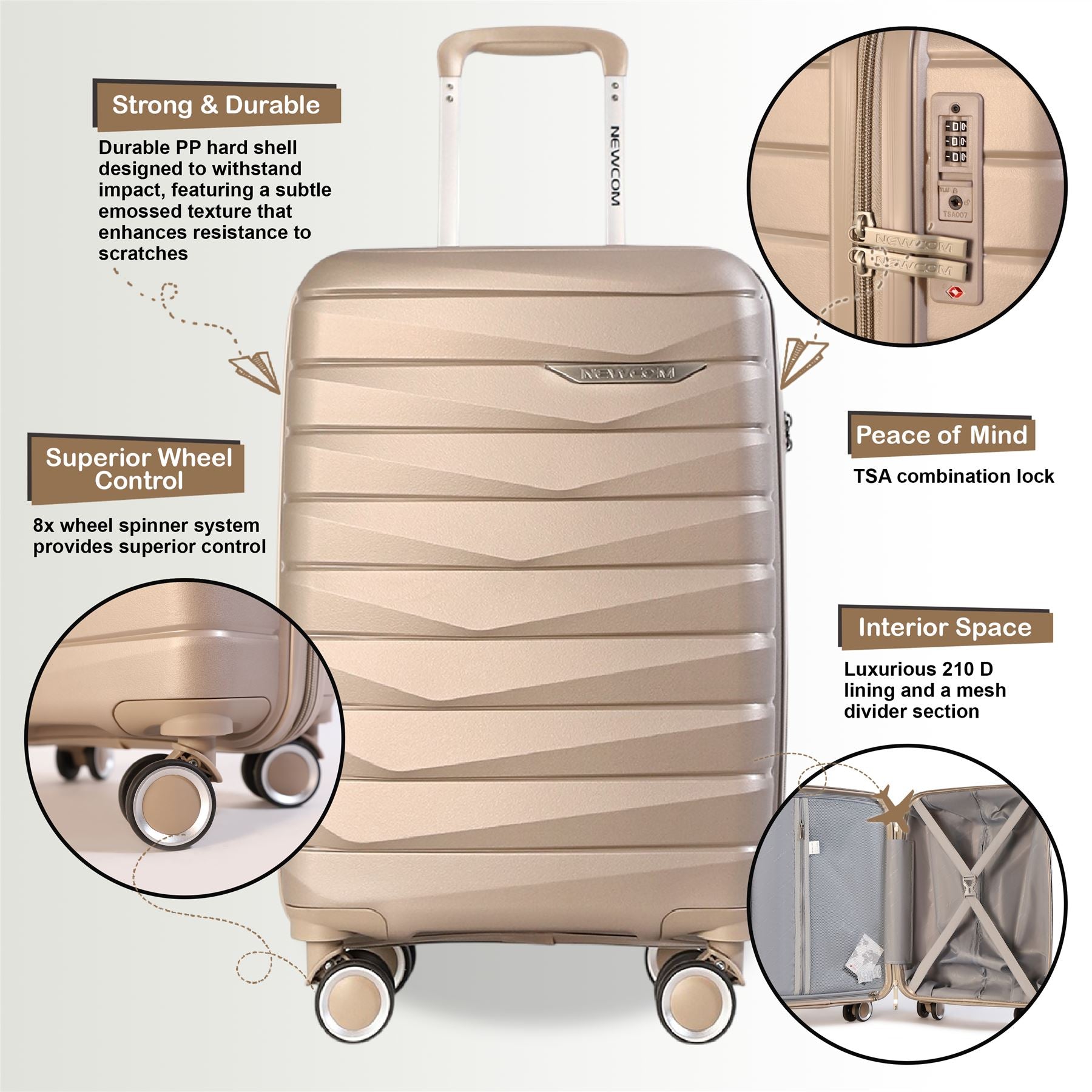 Forster Medium Hard Shell TSA Suitcase in Champagne Beige