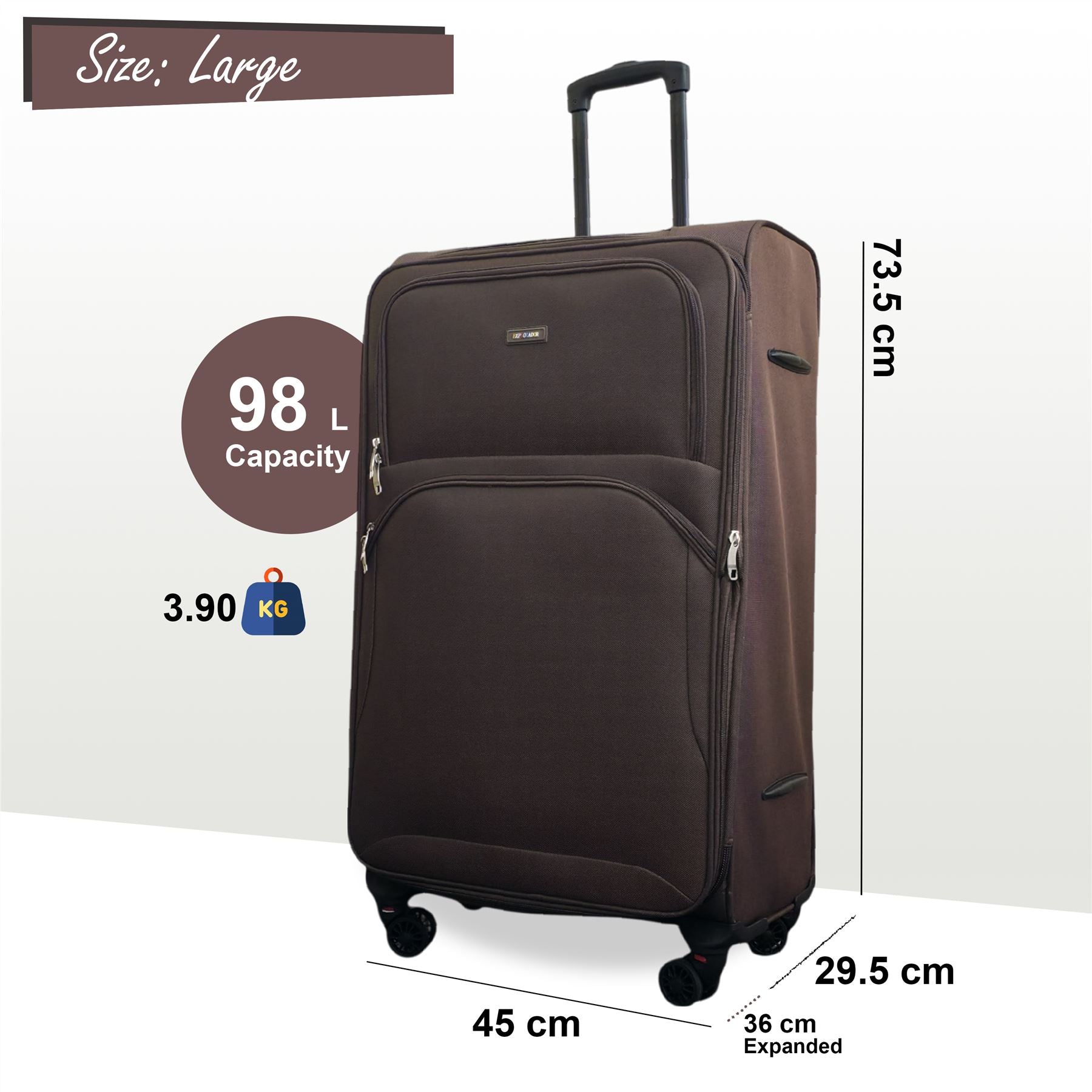 Gosford Large Soft Shell Suitcase in Brown