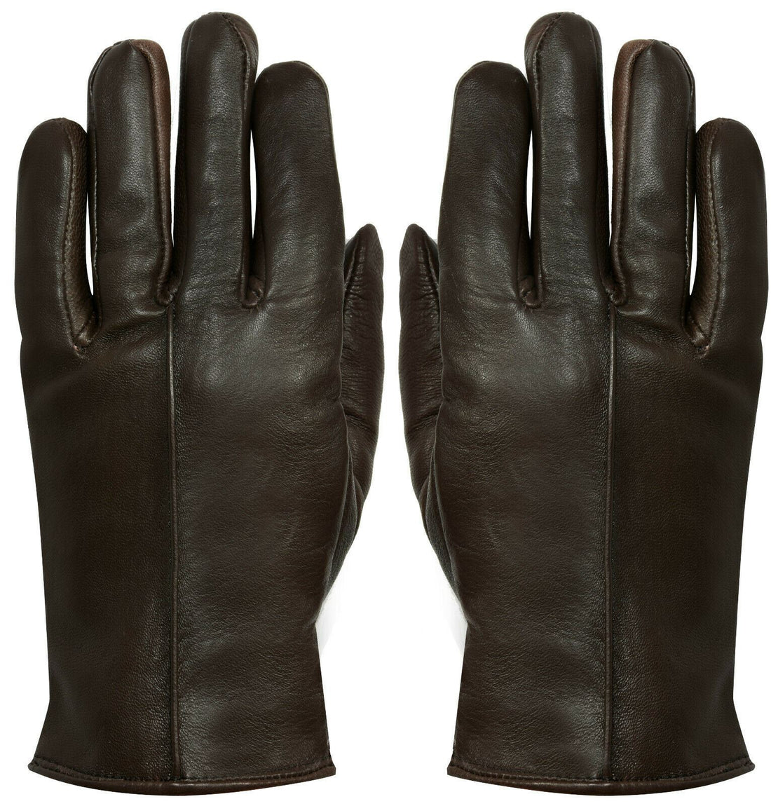 WOMENS BROWN CLASSIC SOFT REAL 100% LEATHER GLOVES THERMAL LINED DRIVING FITTED - Upperclass Fashions 