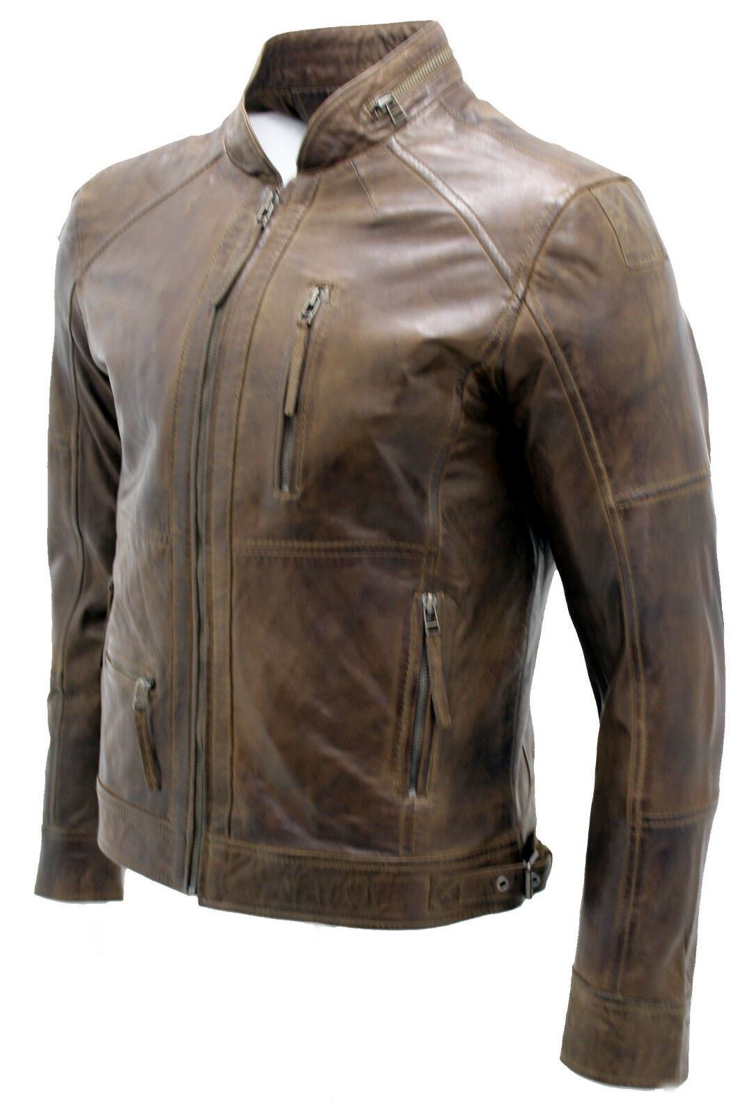 Mens Smart Biker Leather Jacket-Strood