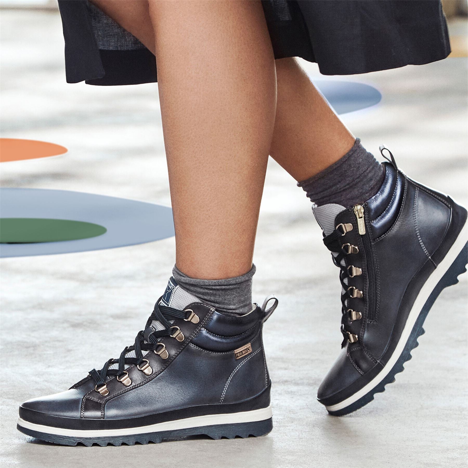 Pikolinos Women’s Blue Leather Ankle Trainers Boots - Vigo